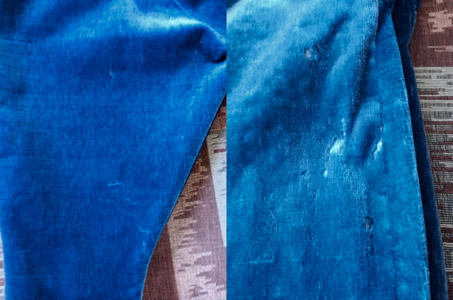 Vintage Mens 1890s 1900s Blue Plush Breeches Fall Front Victorian Edwardian Velvet Livery Uniform Trousers Pants