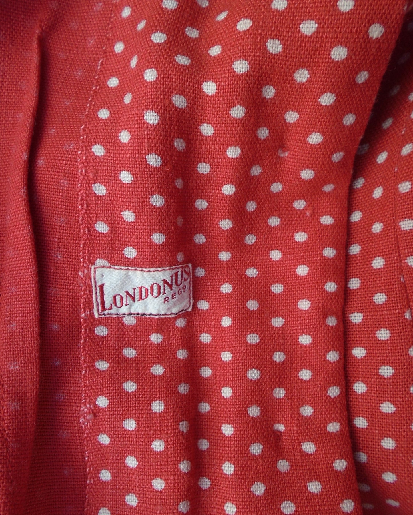 Outstanding Vintage CC41 1940s Blouse Red White Spotty Polka Dot UK XS