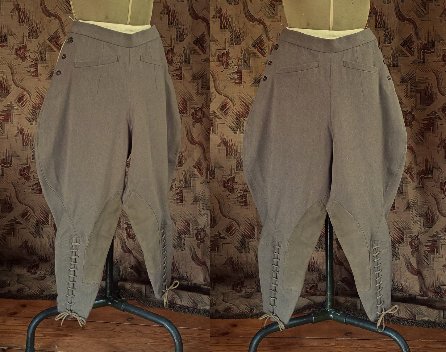 Superb Rare Original 1930s Riding Suit Taupe Wool Jacket Elephant Ear Breeches Jodhpurs UK S