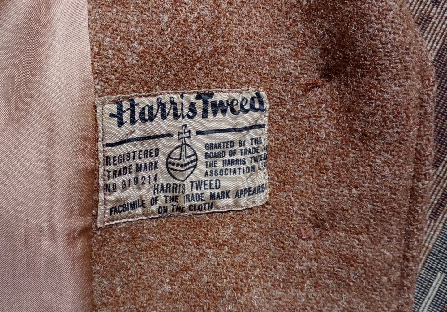 Vintage 1940s Ginger Brown Harris Tweed Wool Jacket UK S/M