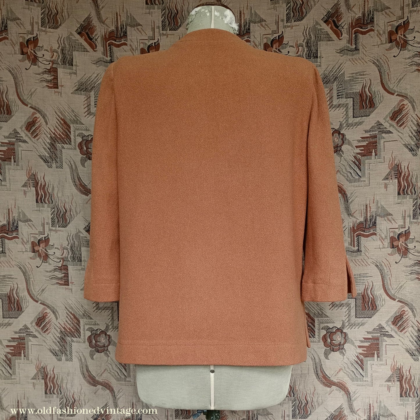 Original Vintage 1940s Jacket Apricot Wool Box Jigger UK M