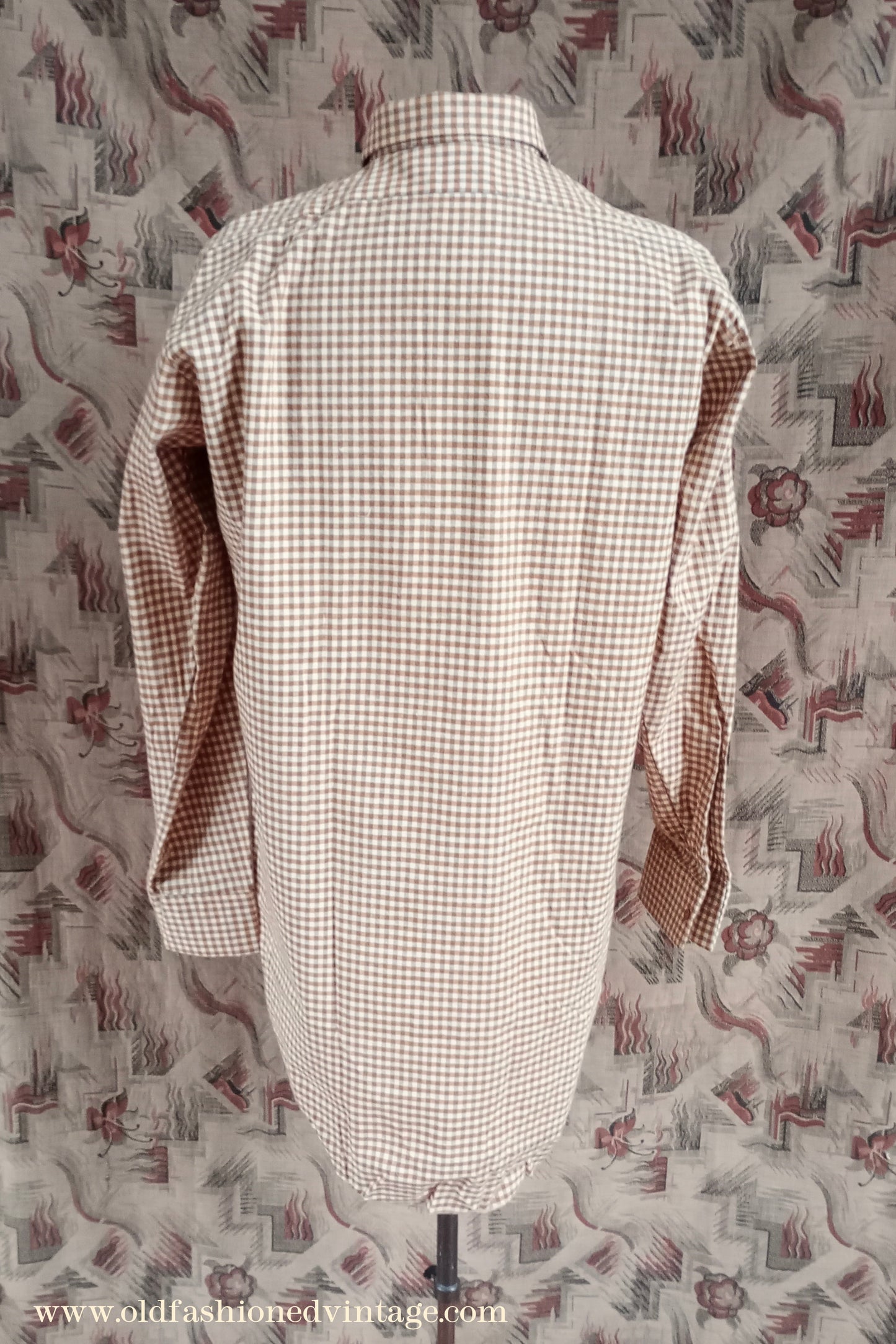 Vintage Mens NOS 1970s "Radiac" Checked Cotton Pullover Shirt British Overhead Tunic Half Buttoned 17"