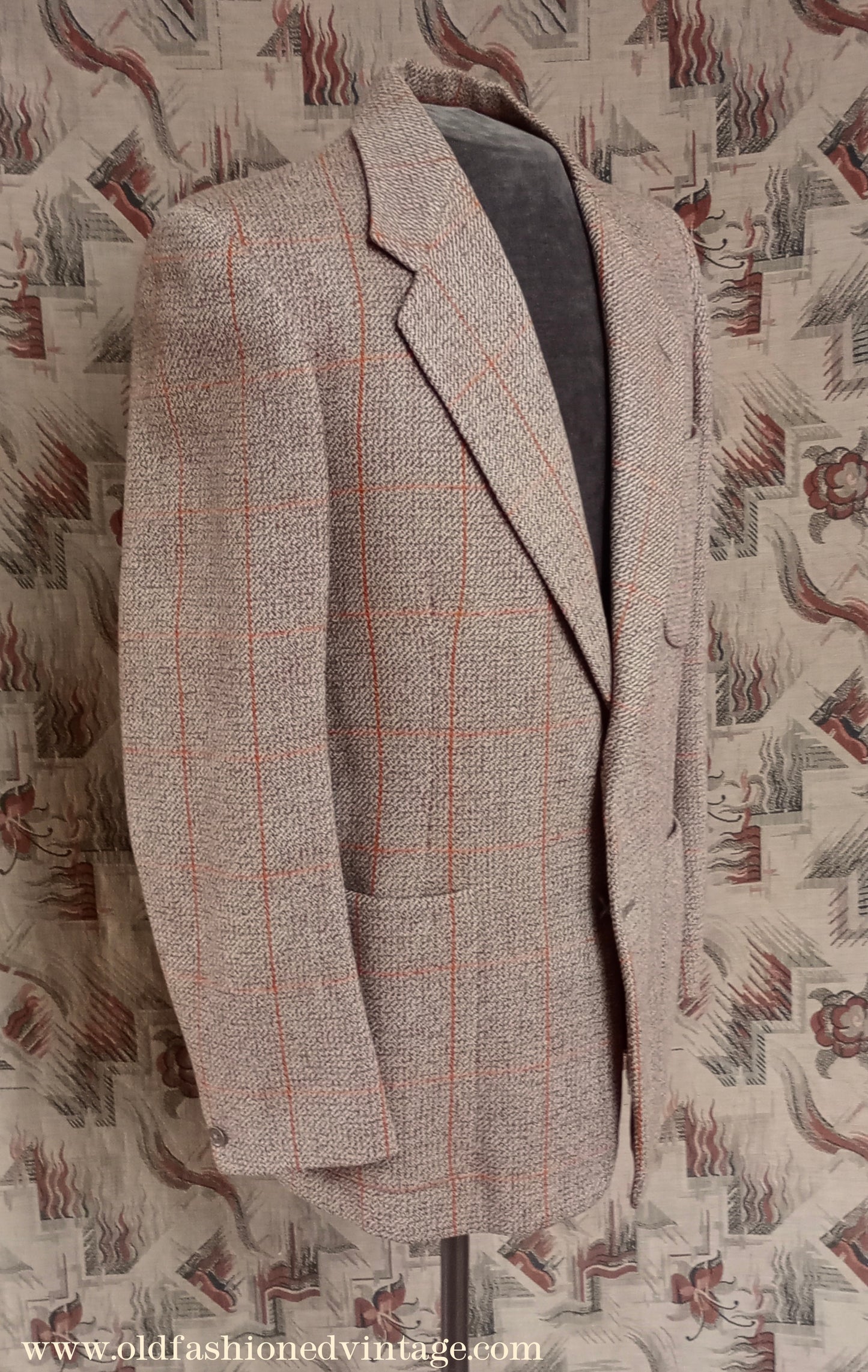 Vintage Mens 1950s Daks Simpson Tweed Sports Jacket Brown Orange Windowpane Check 38"