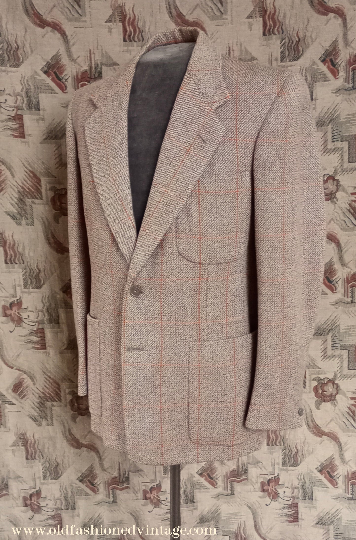 Vintage Mens 1950s Daks Simpson Tweed Sports Jacket Brown Orange Windowpane Check 38"