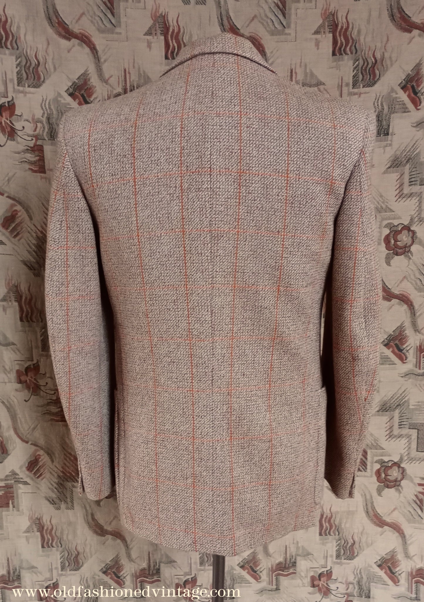 Vintage Mens 1950s Daks Simpson Tweed Sports Jacket Brown Orange Windowpane Check 38"