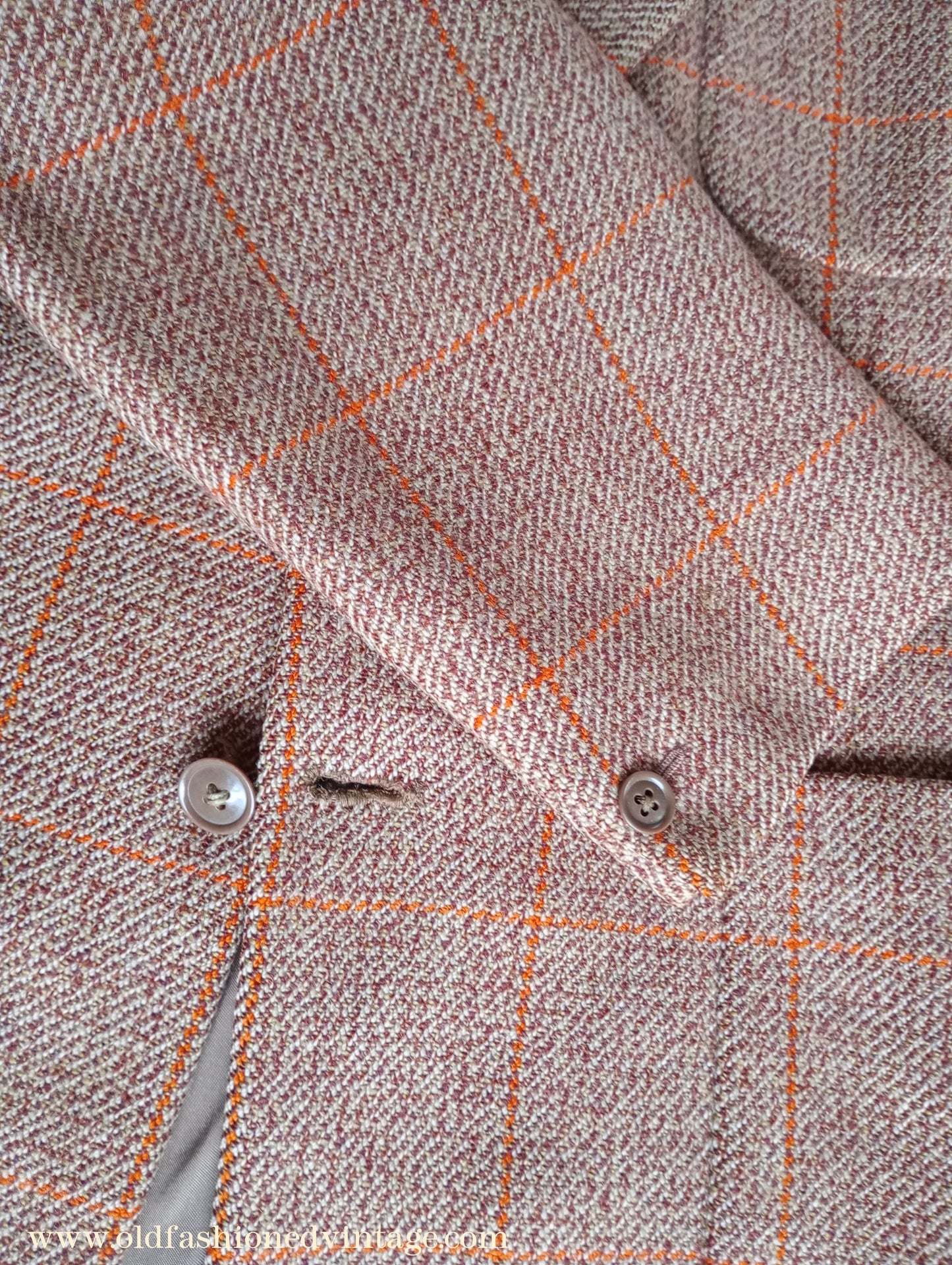 Vintage Mens 1950s Daks Simpson Tweed Sports Jacket Brown Orange Windowpane Check 38"