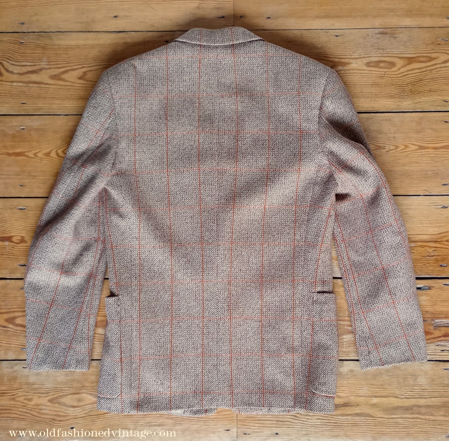 Vintage Mens 1950s Daks Simpson Tweed Sports Jacket Brown Orange Windowpane Check 38"