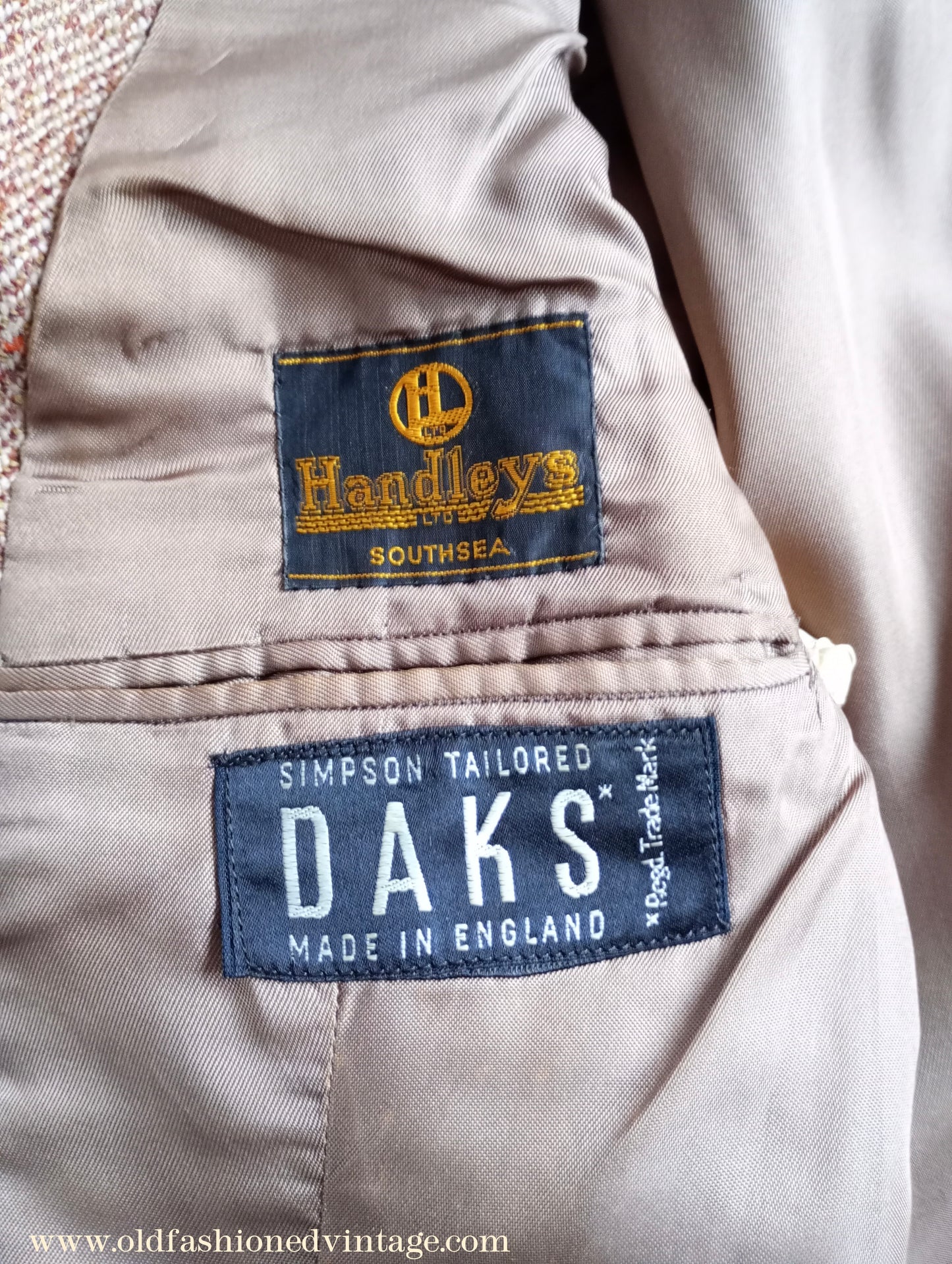 Vintage Mens 1950s Daks Simpson Tweed Sports Jacket Brown Orange Windowpane Check 38"