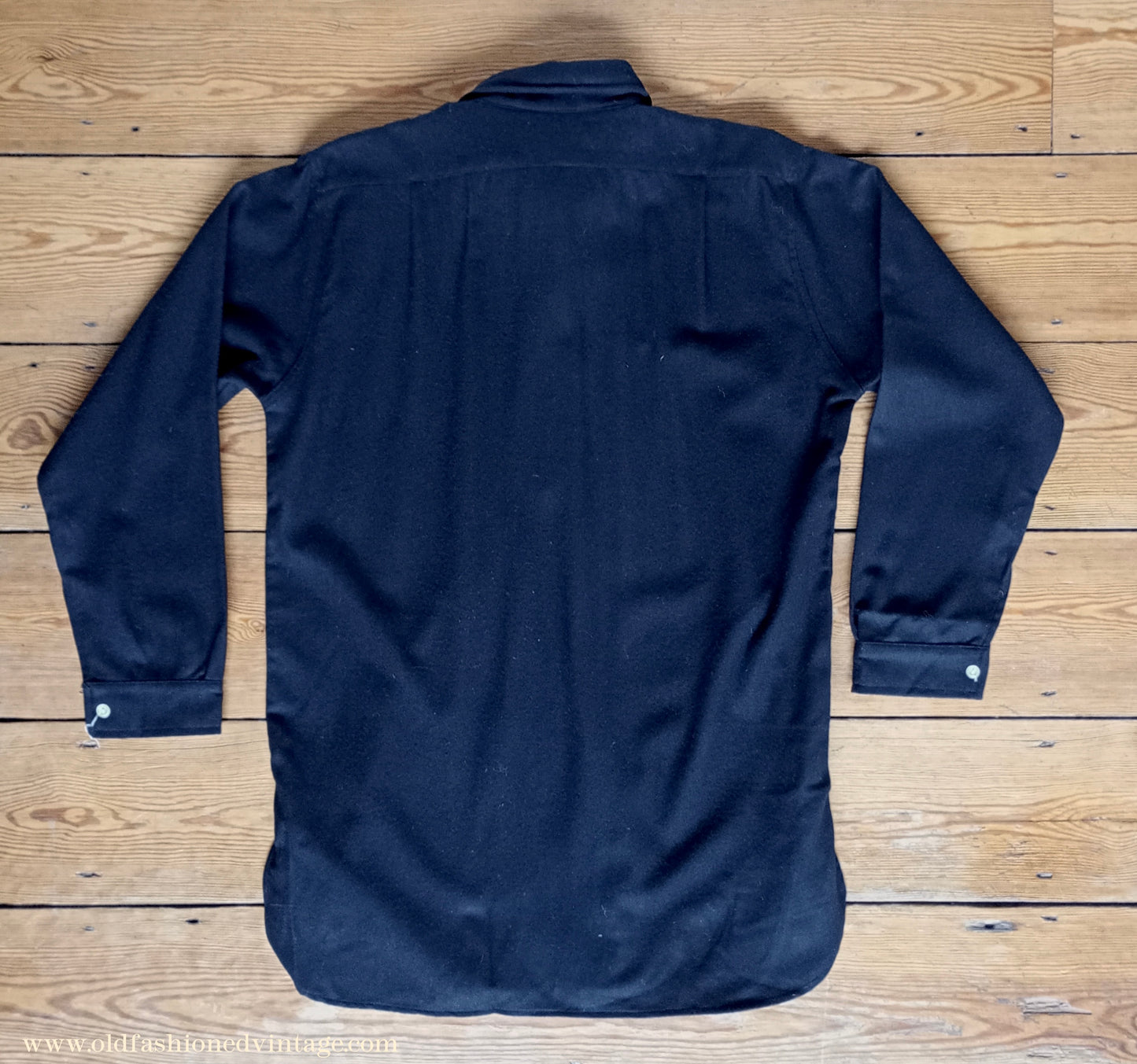 Vintage Mens NOS 1950s Black Wool Pullover Shirt Work Sports British Half Placket 15"