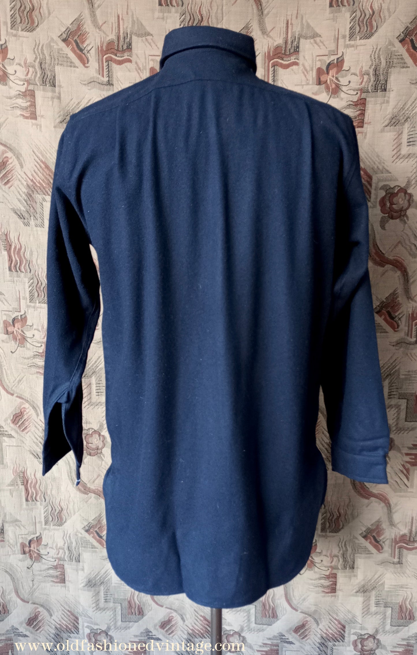 Vintage Mens NOS 1950s Black Wool Pullover Shirt Work Sports British Half Placket 15"