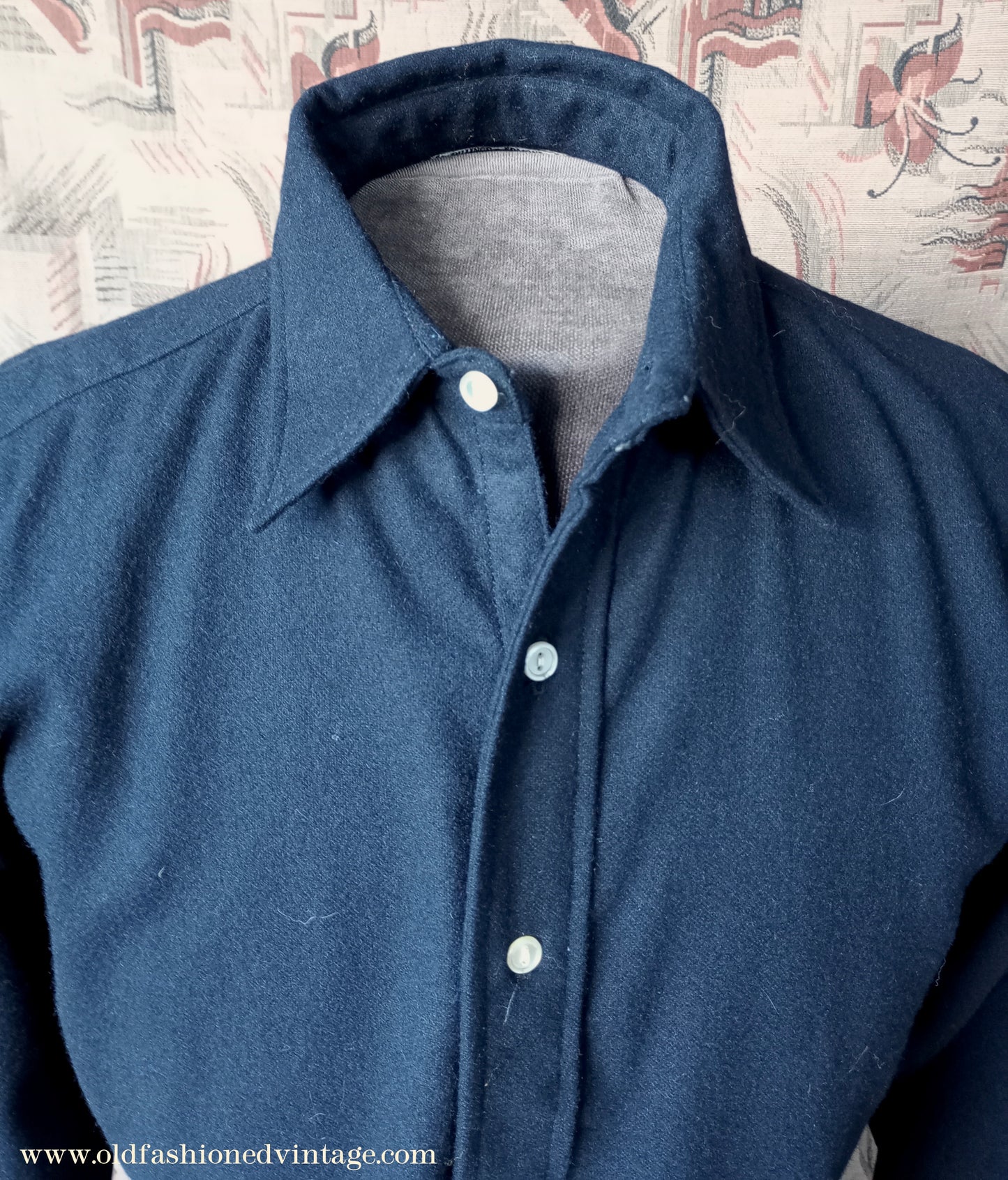 Vintage Mens NOS 1950s Black Wool Pullover Shirt Work Sports British Half Placket 15"