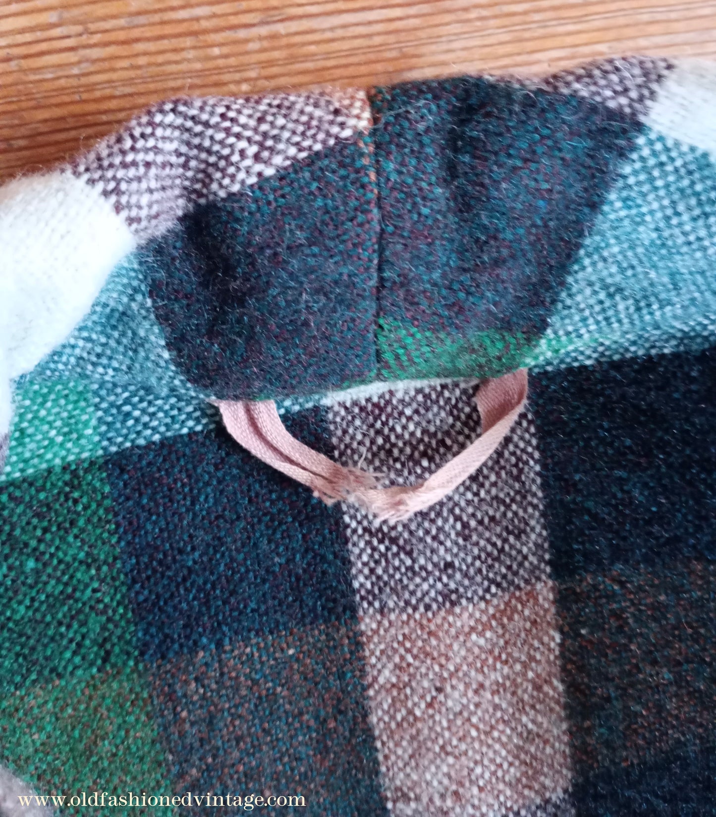 Vintage Mens 1950s Wool Dressing Gown Robe Green Brown Check Plaid UK Small