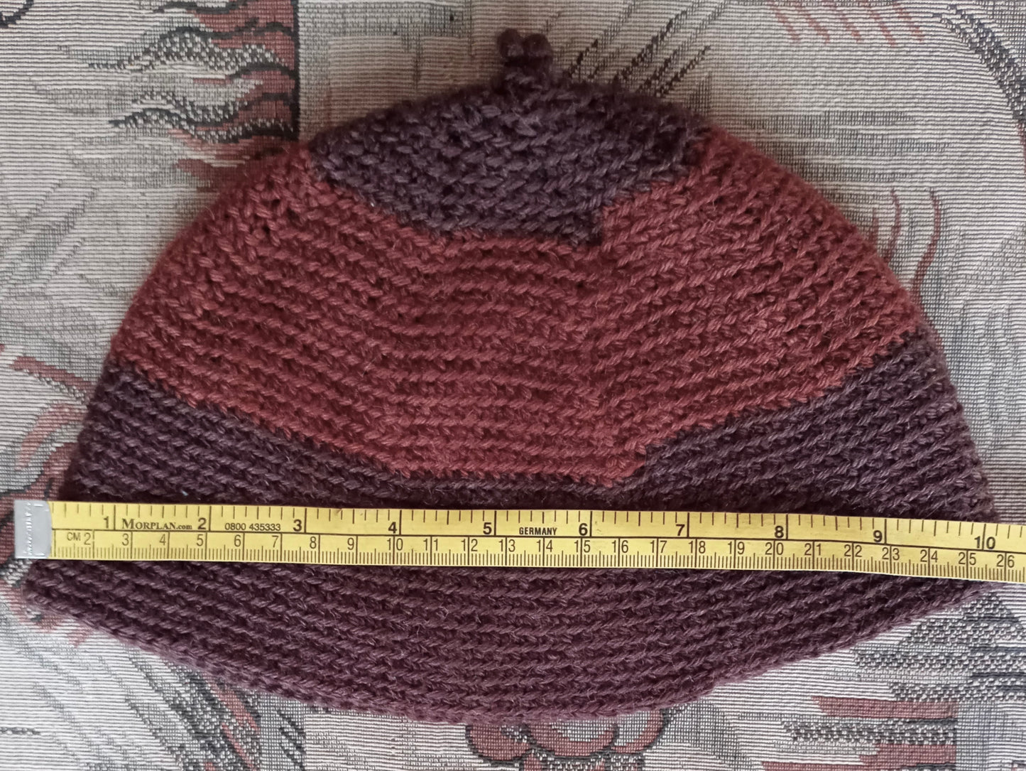 Vintage Style Crochet Beanie Hat Brown Two Tone Wool Skull Cap