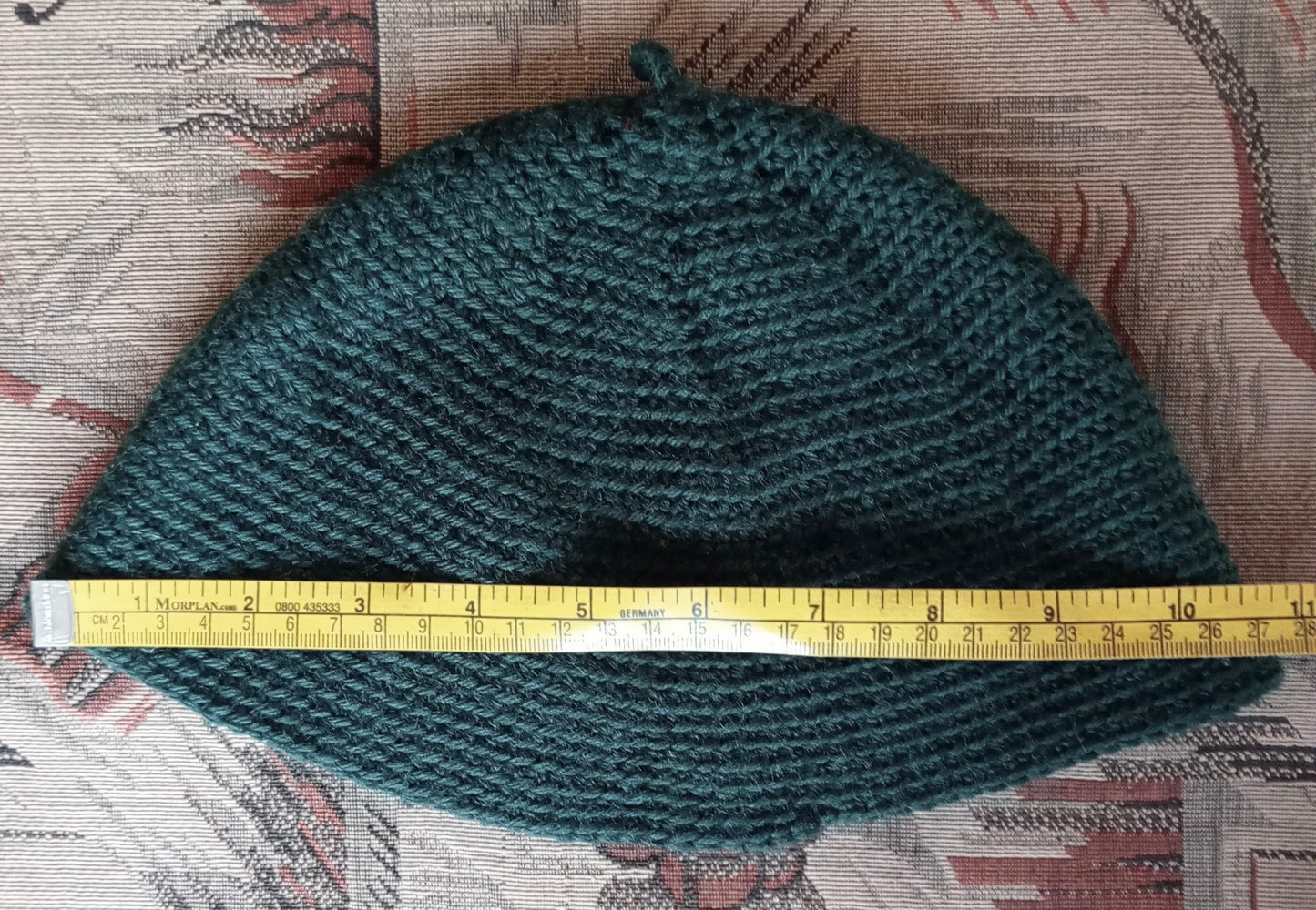 Vintage Style Crochet Beanie Hat Green Wool Skull Cap