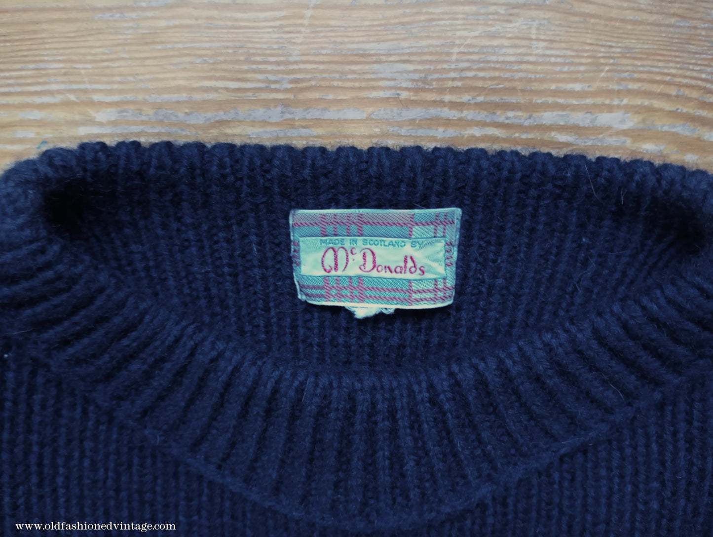 Vintage Mens 1950s Heavy Rib Round Neck Jumper Navy Blue Sweater Fisherman Ribbed UK S