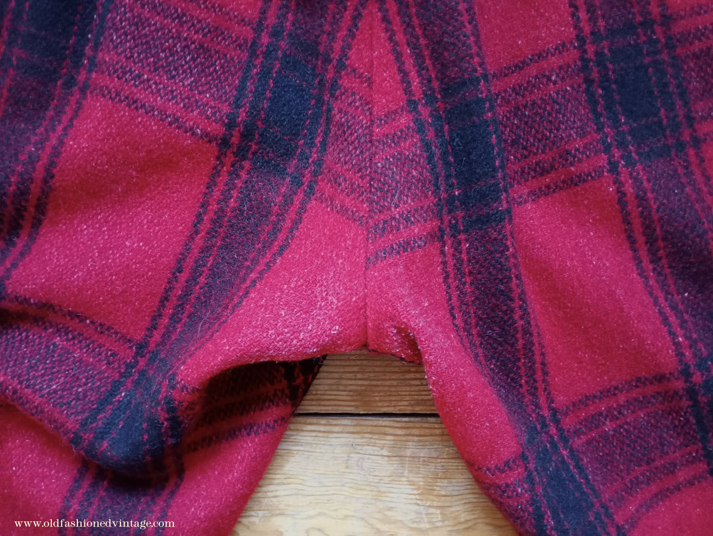 Vintage Mens 1940s 1950s American Red Black Plaid Wool Trousers XL 42"