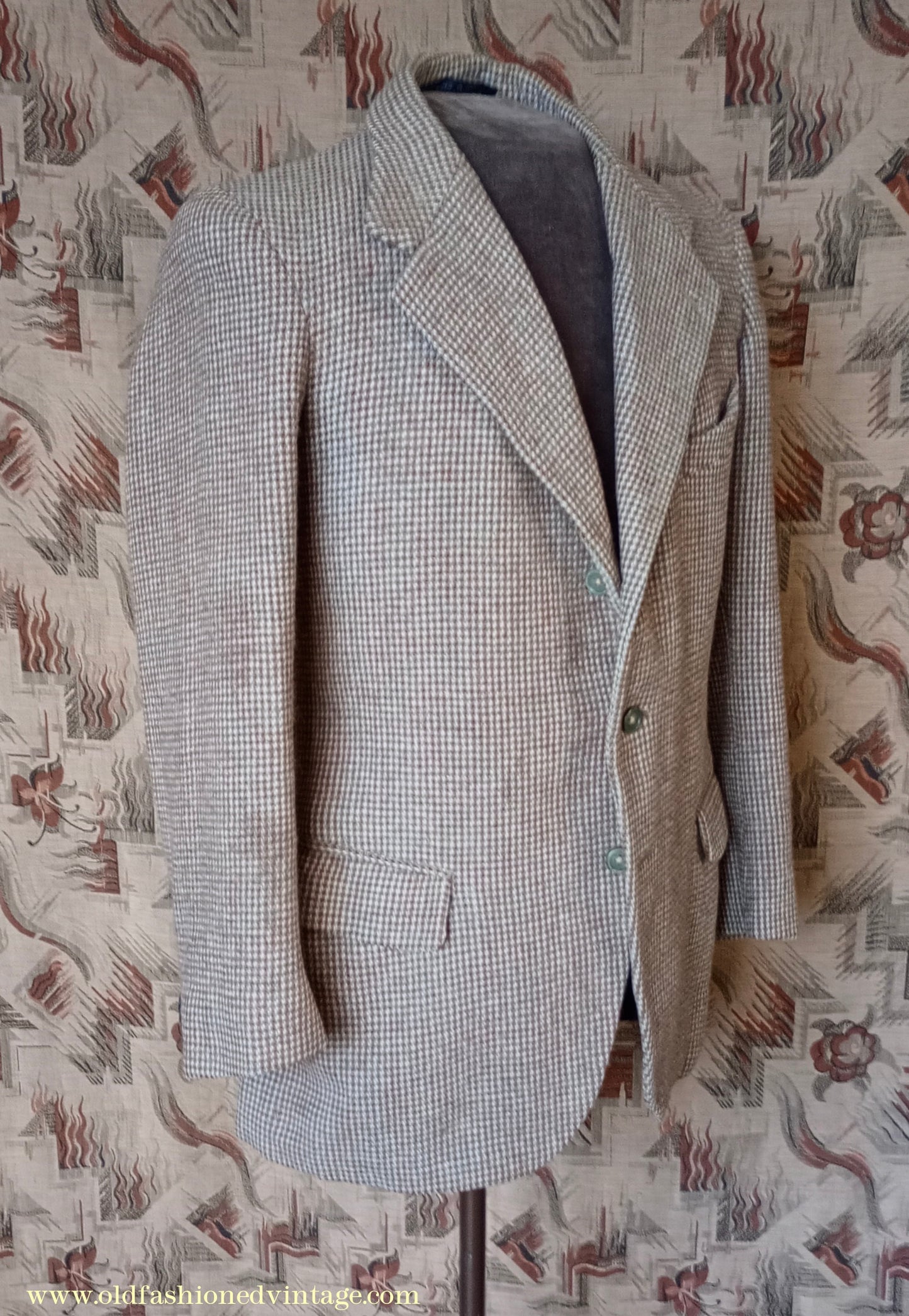 Vintage Mens 1950s Harris Tweed Sports Jacket Brown Blue Check 38"
