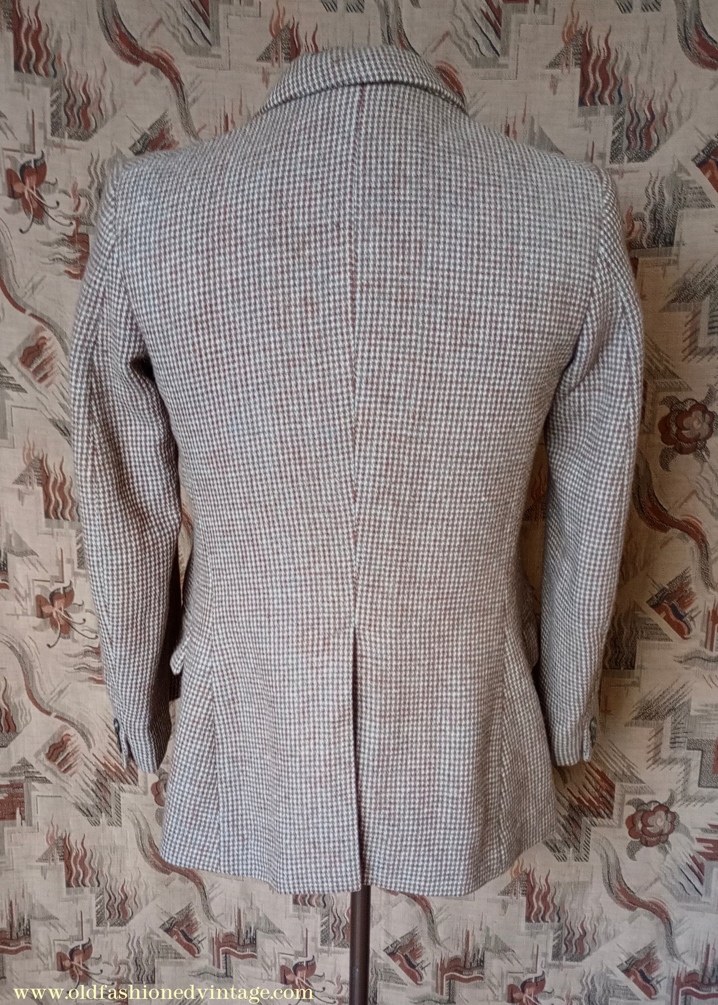 Vintage Mens 1950s Harris Tweed Sports Jacket Brown Blue Check 38"