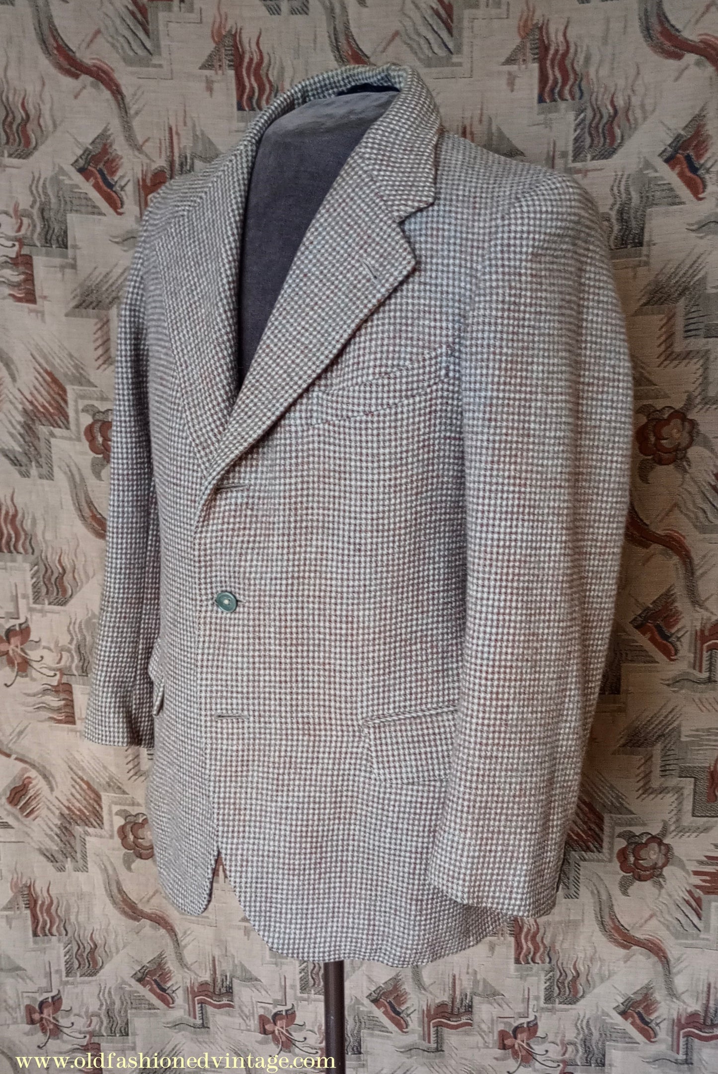 Vintage Mens 1950s Harris Tweed Sports Jacket Brown Blue Check 38"
