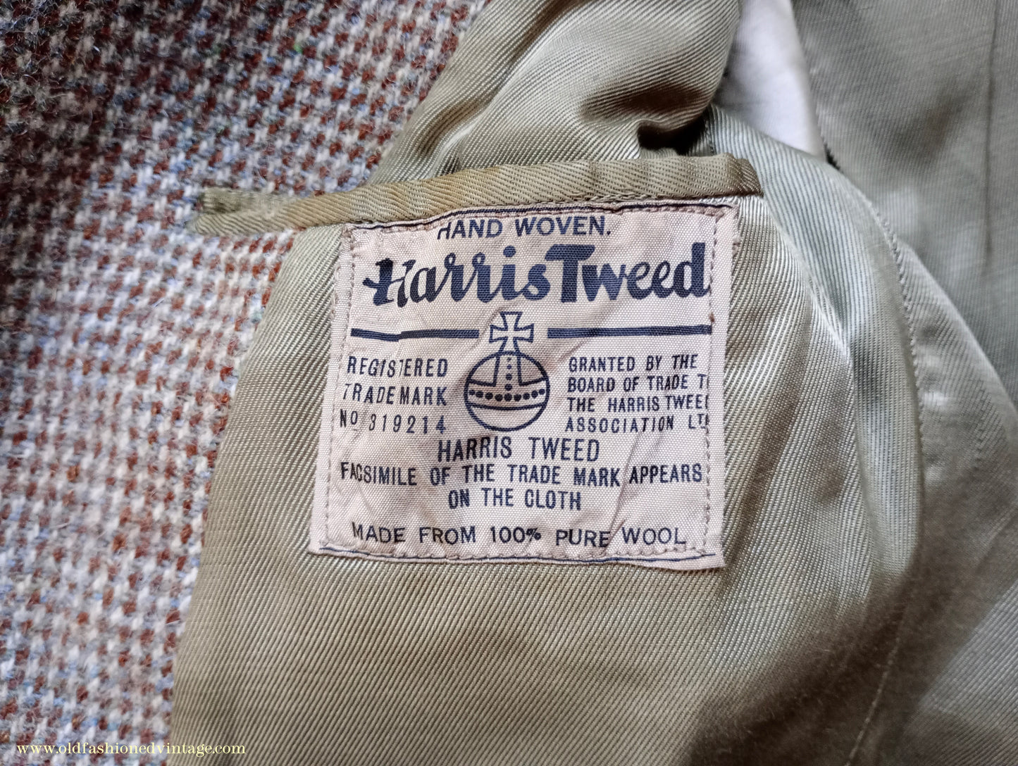 Vintage Mens 1950s Harris Tweed Sports Jacket Brown Blue Check 38"