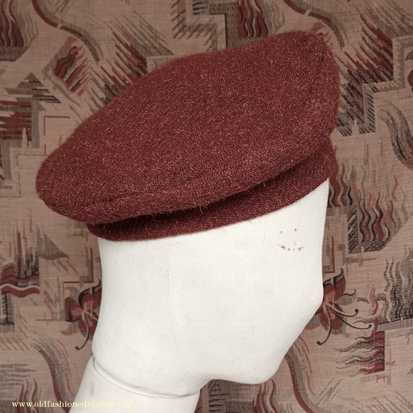Vintage 1940s Ginger Brown Tweed Tam O'Shanter Tammy Beret