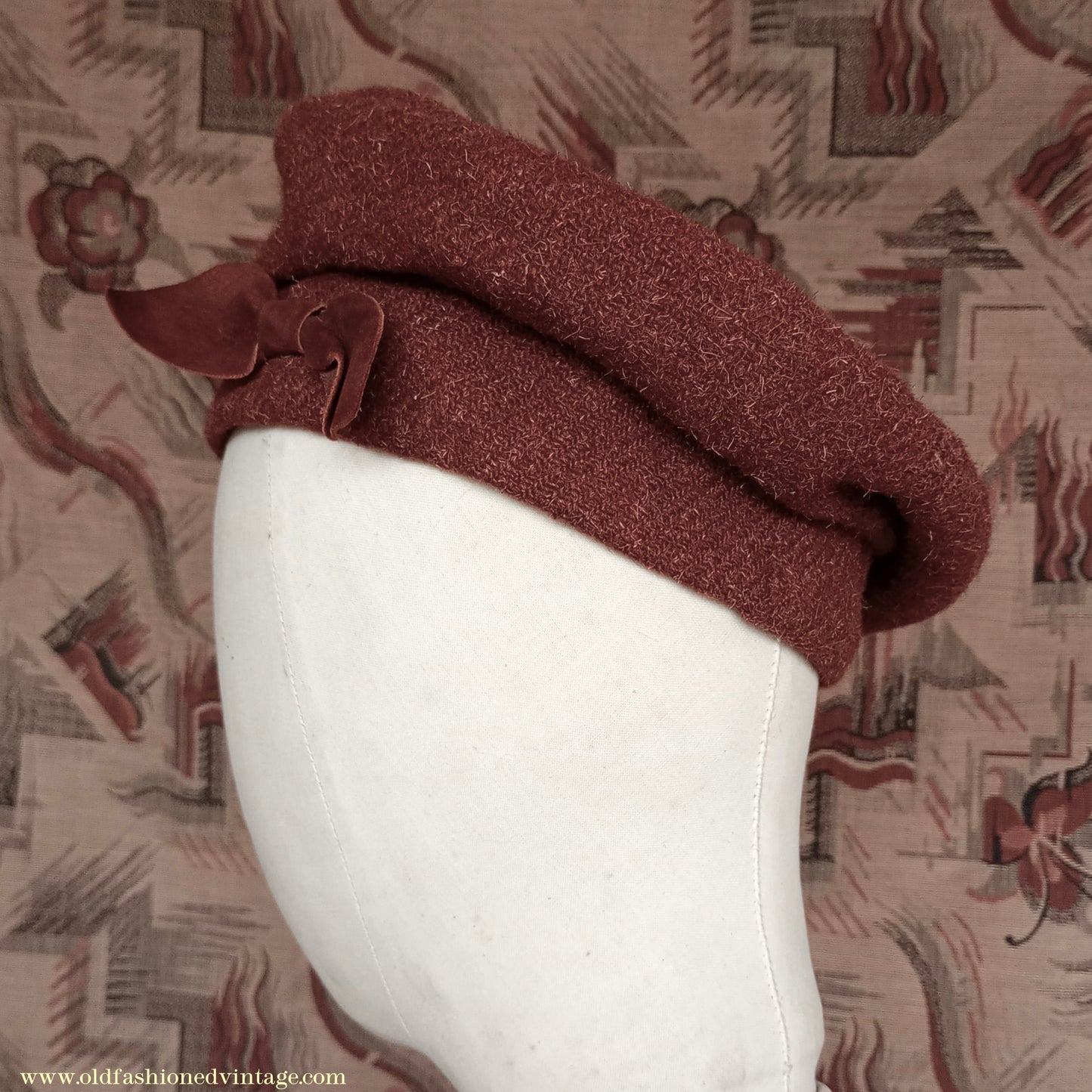 Vintage 1940s Ginger Brown Tweed Tam O'Shanter Tammy Beret