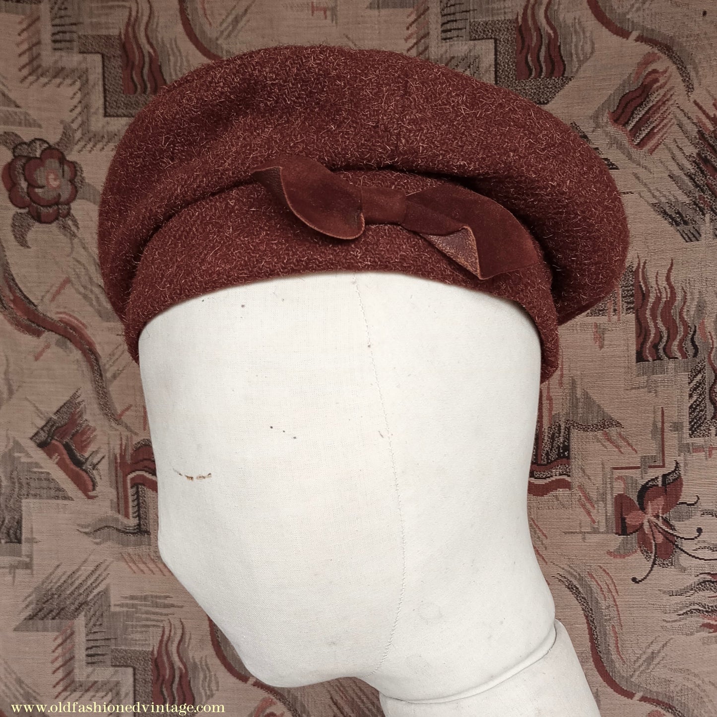 Vintage 1940s Ginger Brown Tweed Tam O'Shanter Tammy Beret