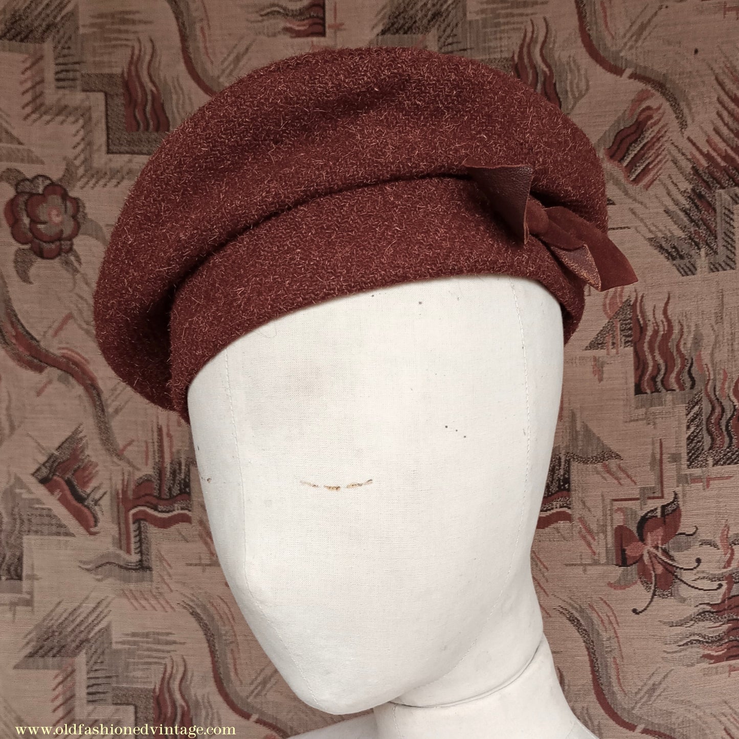 Vintage 1940s Ginger Brown Tweed Tam O'Shanter Tammy Beret