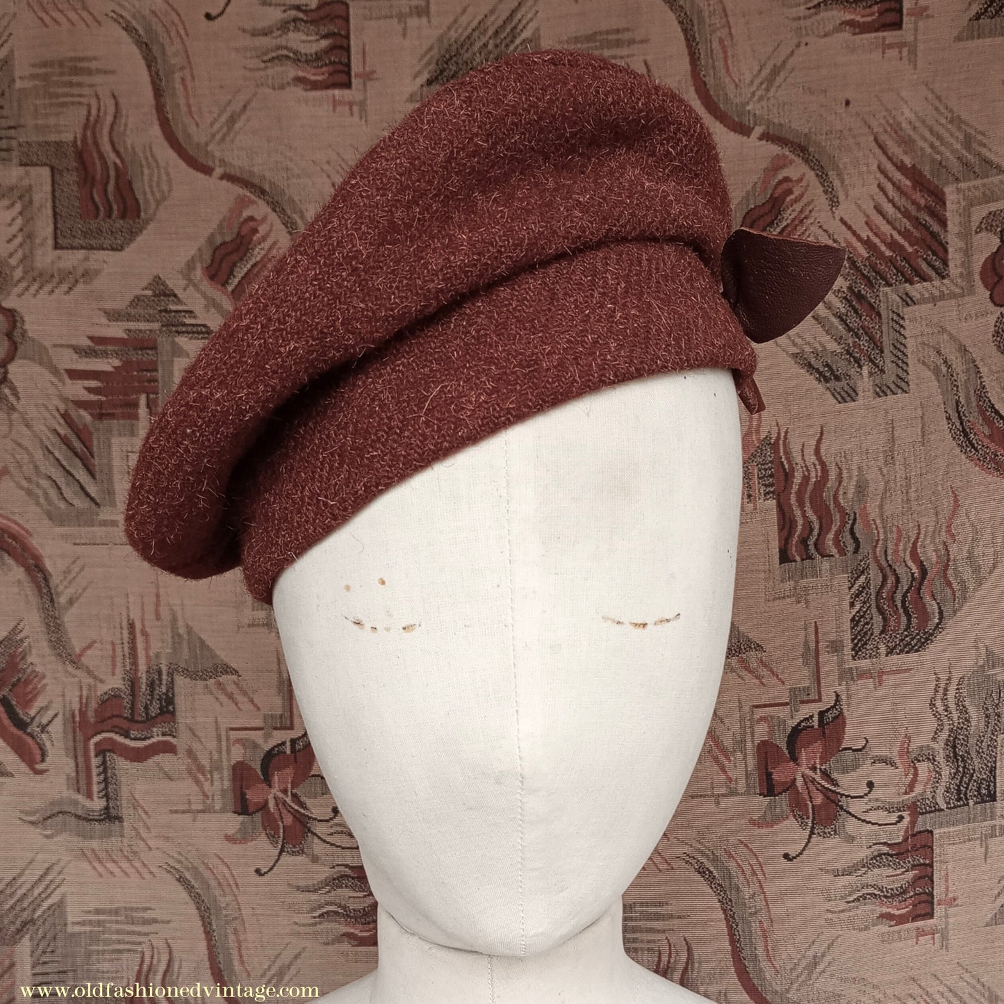Vintage 1940s Ginger Brown Tweed Tam O'Shanter Tammy Beret