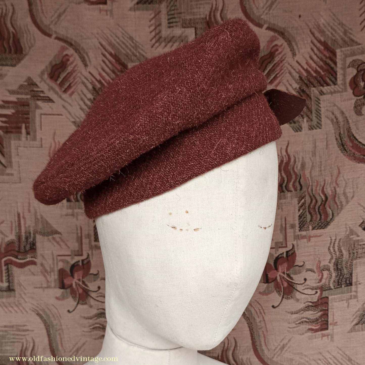 Vintage 1940s Ginger Brown Tweed Tam O'Shanter Tammy Beret
