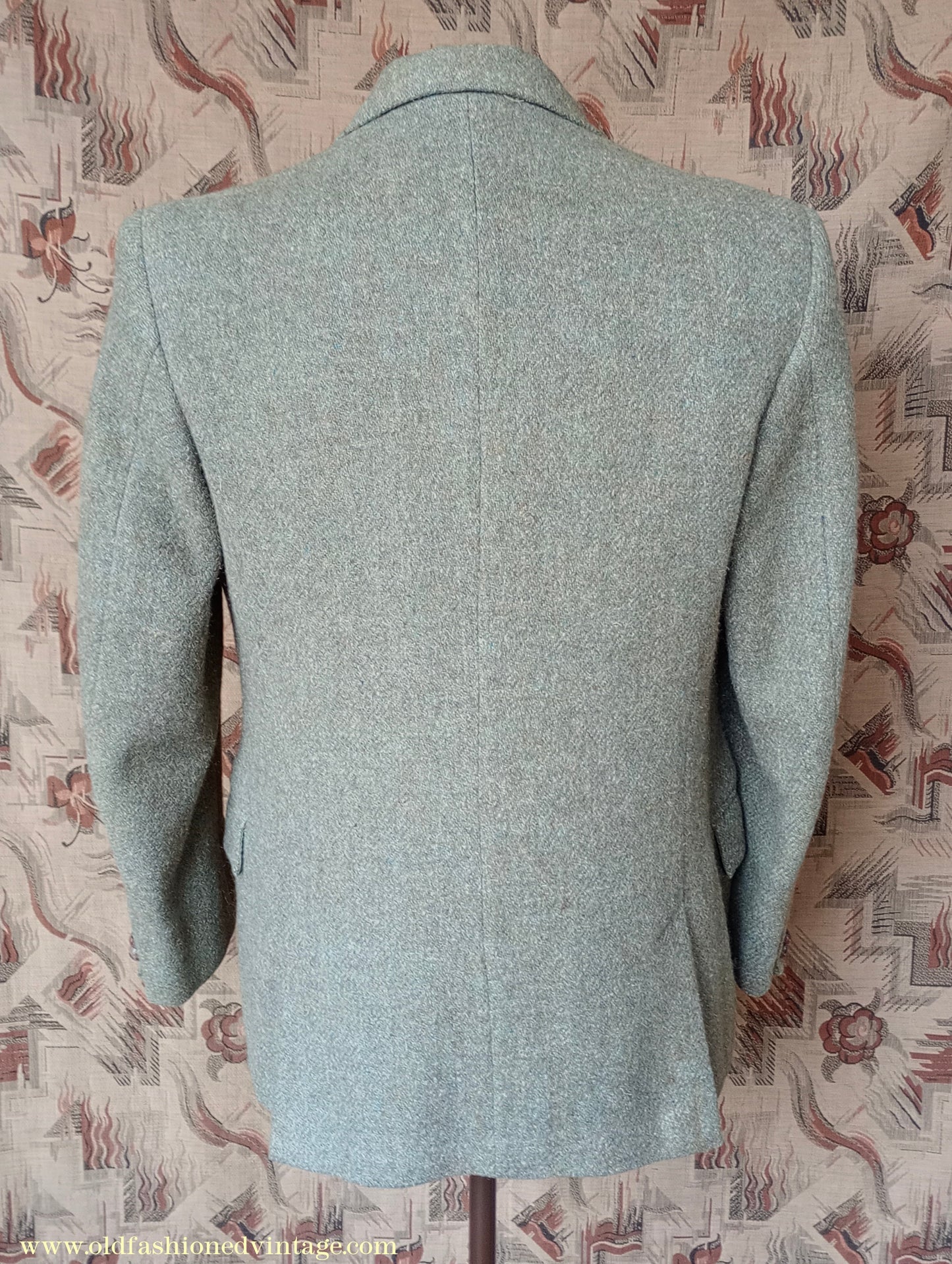 Vintage Mens 1950s Harris Tweed Sports Jacket Green Marl 38"