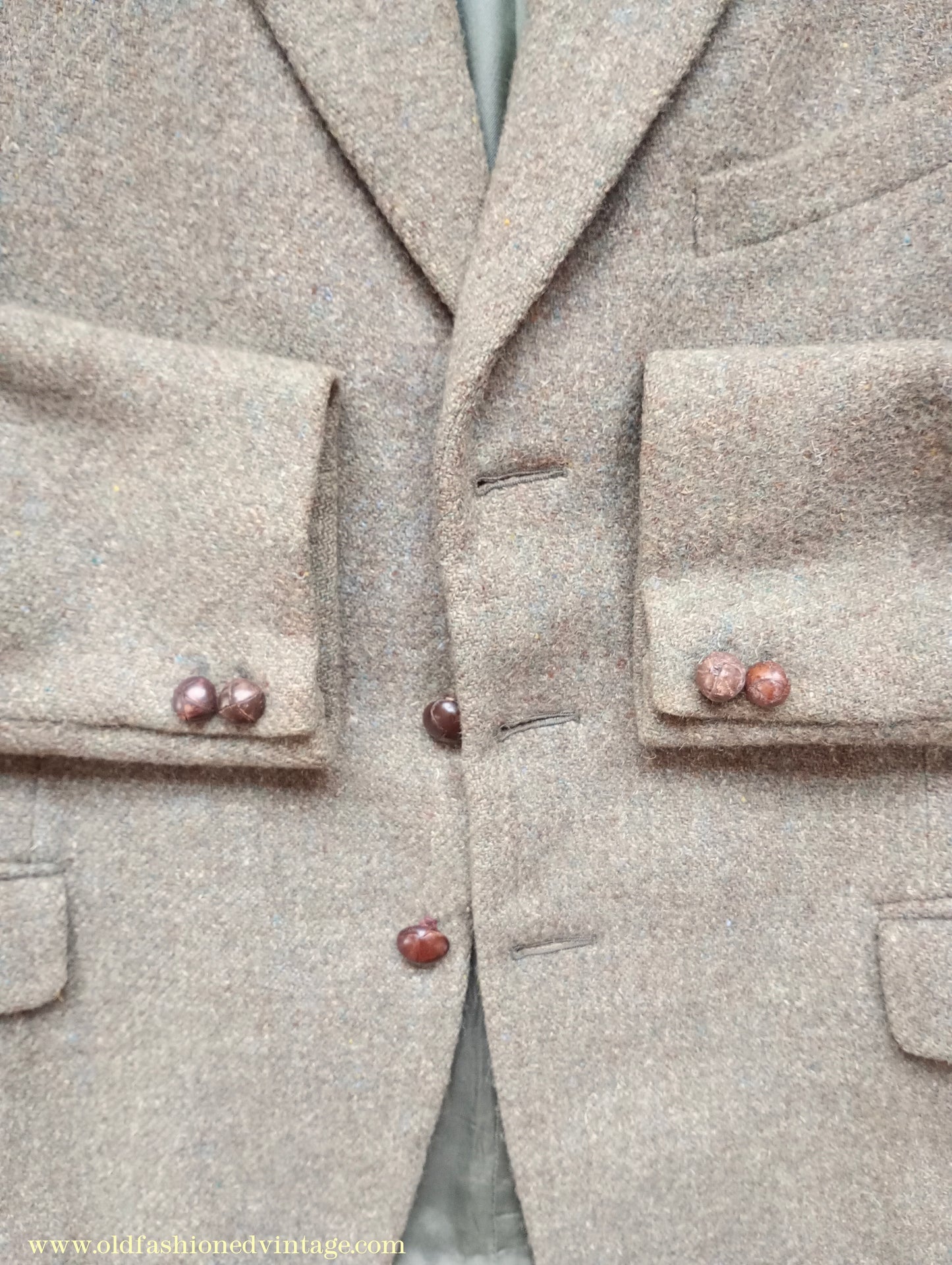 Vintage Mens 1950s Harris Tweed Sports Jacket Green Marl 38"