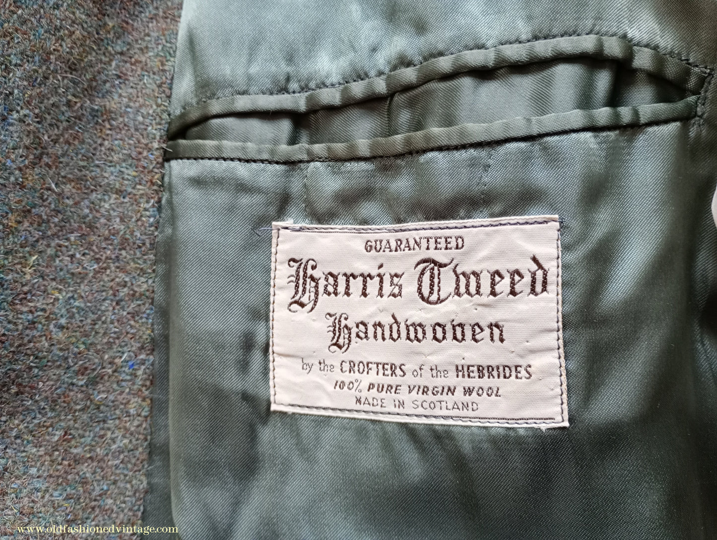 Vintage Mens 1950s Harris Tweed Sports Jacket Green Marl 38"