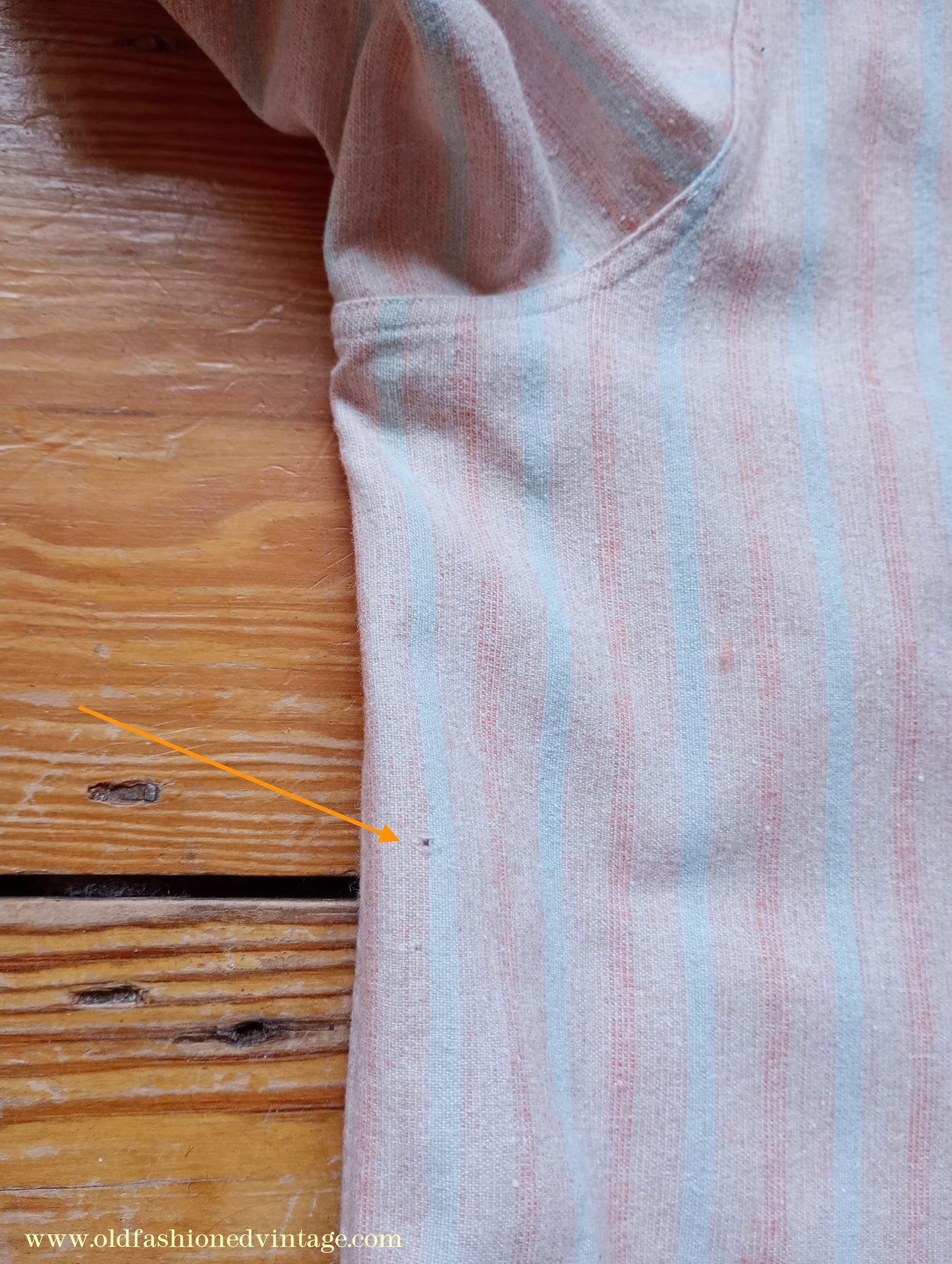 Vintage Mens 1930s Striped Wool Collarless Pullover Shirt Work Grandad British Half Placket 15"