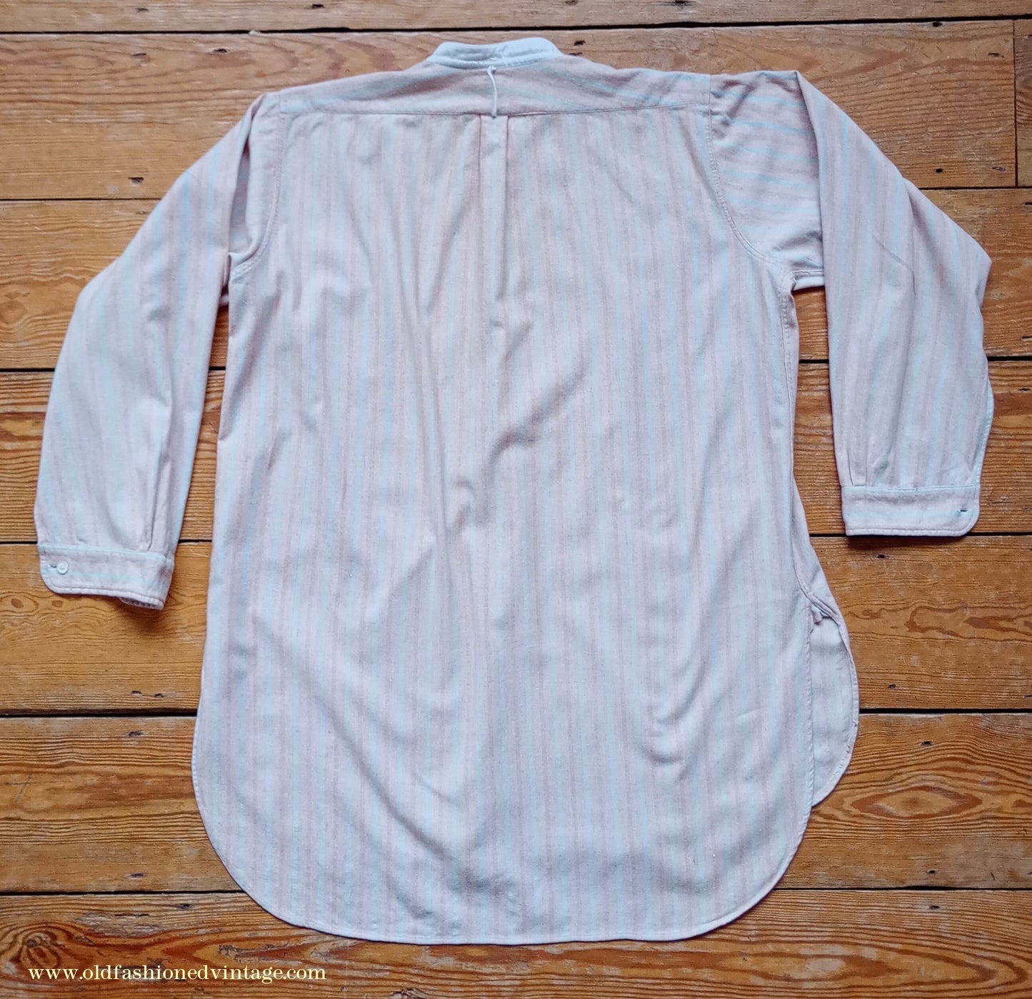 Vintage Mens 1930s Striped Wool Collarless Pullover Shirt Work Grandad British Half Placket 15"