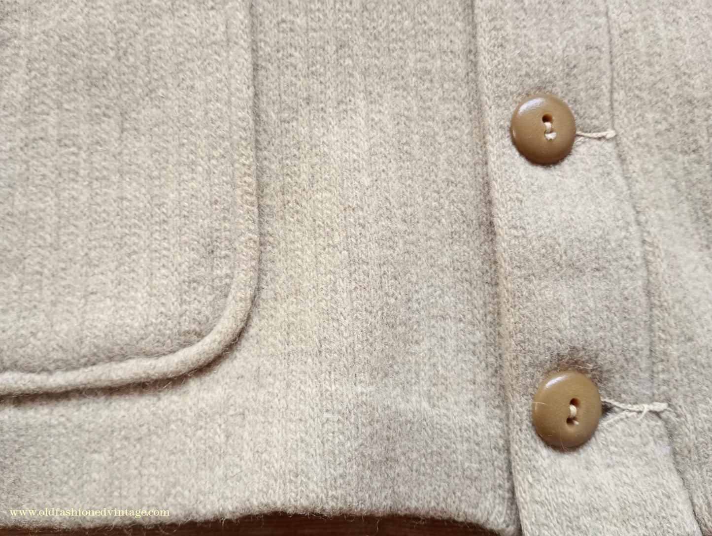 Vintage Mens 1940s 1950s Catalina Jersey Knit Cardigan Jacket Beige Knitted Wool Sweater XL