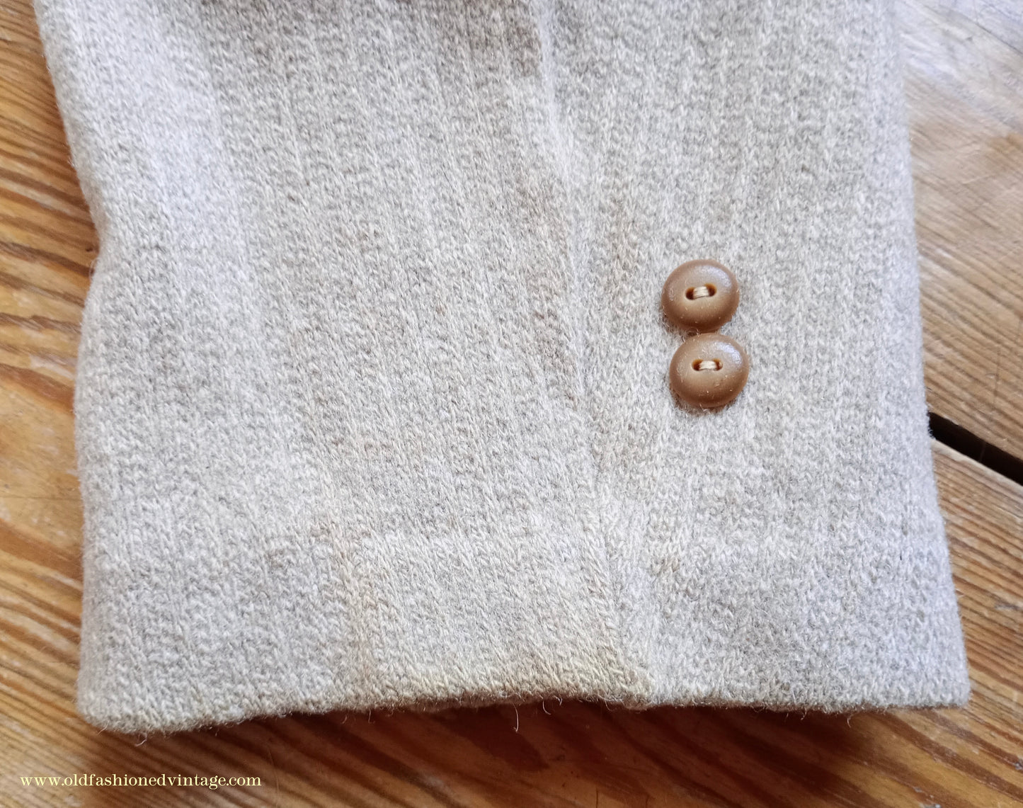 Vintage Mens 1940s 1950s Catalina Jersey Knit Cardigan Jacket Beige Knitted Wool Sweater XL