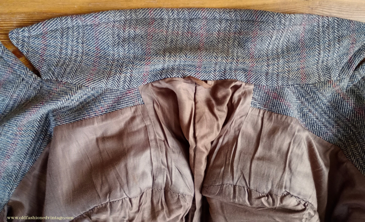 Vintage Mens 1940s CC41 Mens Double Breasted Overcoat Coat Brown Stone Glen Check Wool DB 36"/38"