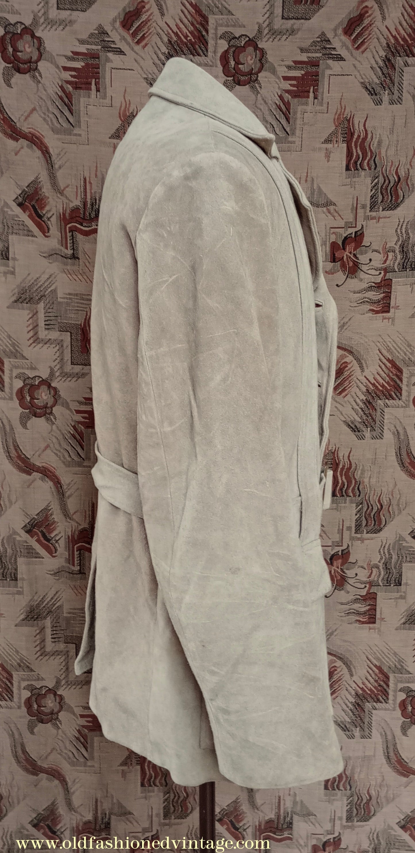 Vintage Mens 1960s 1970s Suede Norfolk Jacket Country Belted Custom Tailored Coat 40" 42"