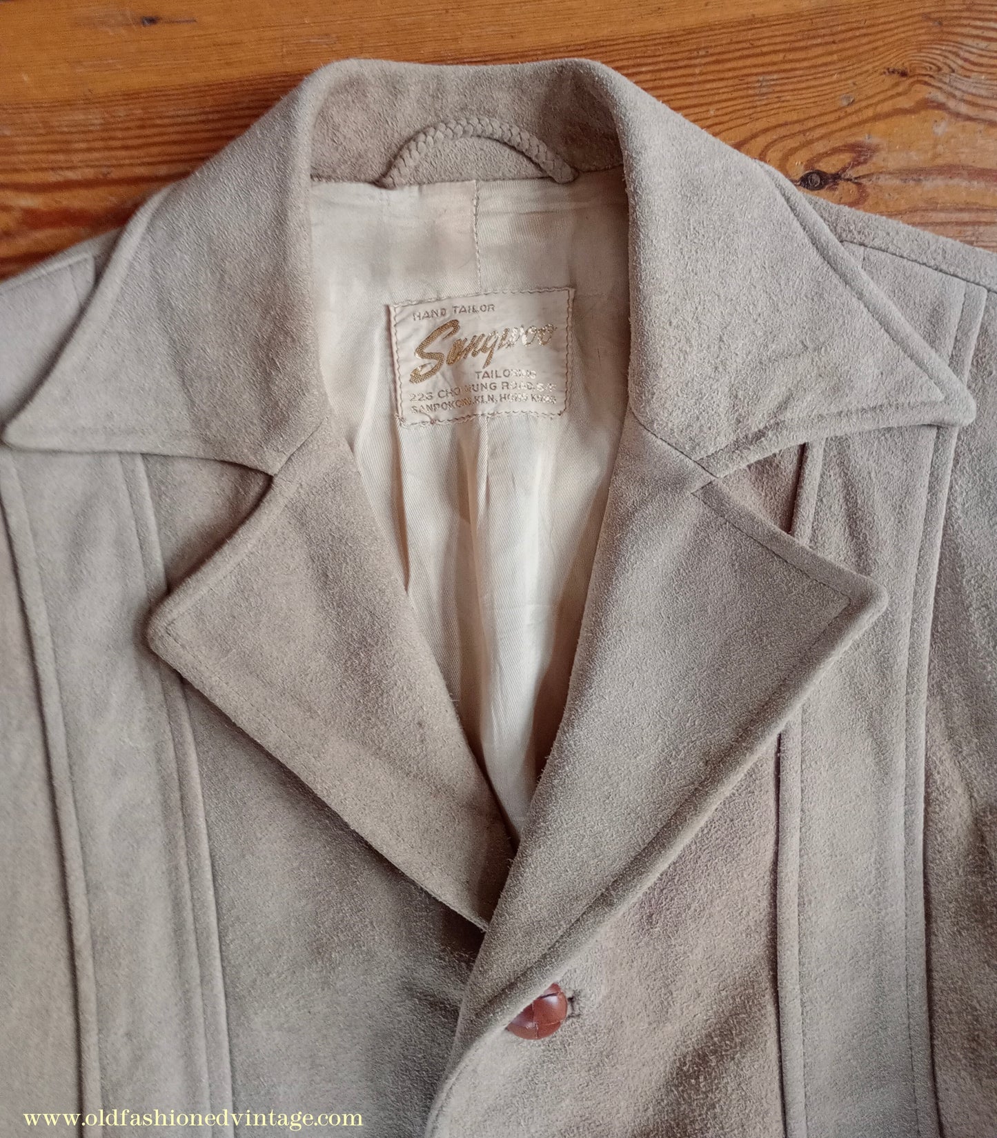 Vintage Mens 1960s 1970s Suede Norfolk Jacket Country Belted Custom Tailored Coat 40" 42"