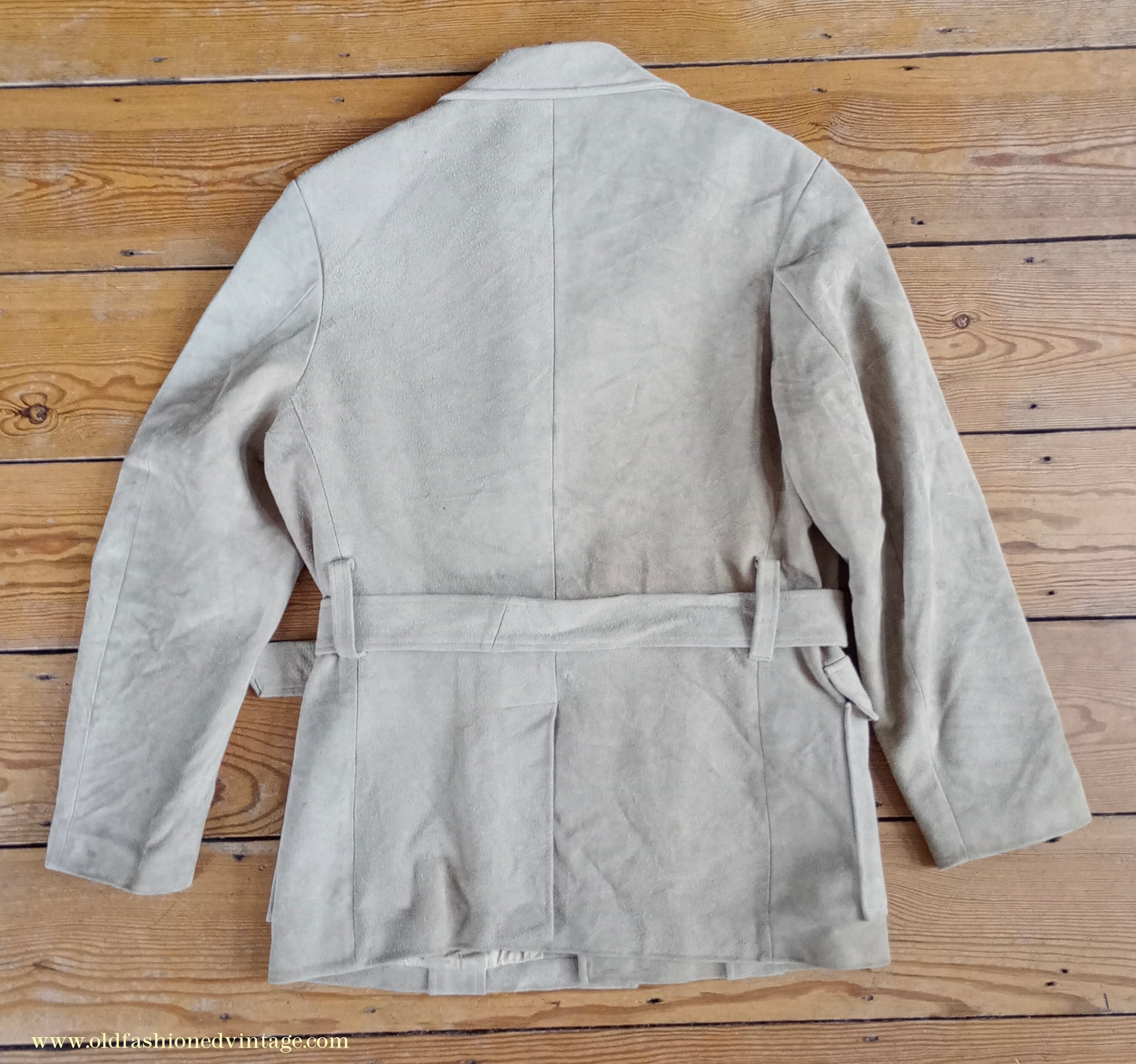 Vintage Mens 1960s 1970s Suede Norfolk Jacket Country Belted Custom Tailored Coat 40" 42"