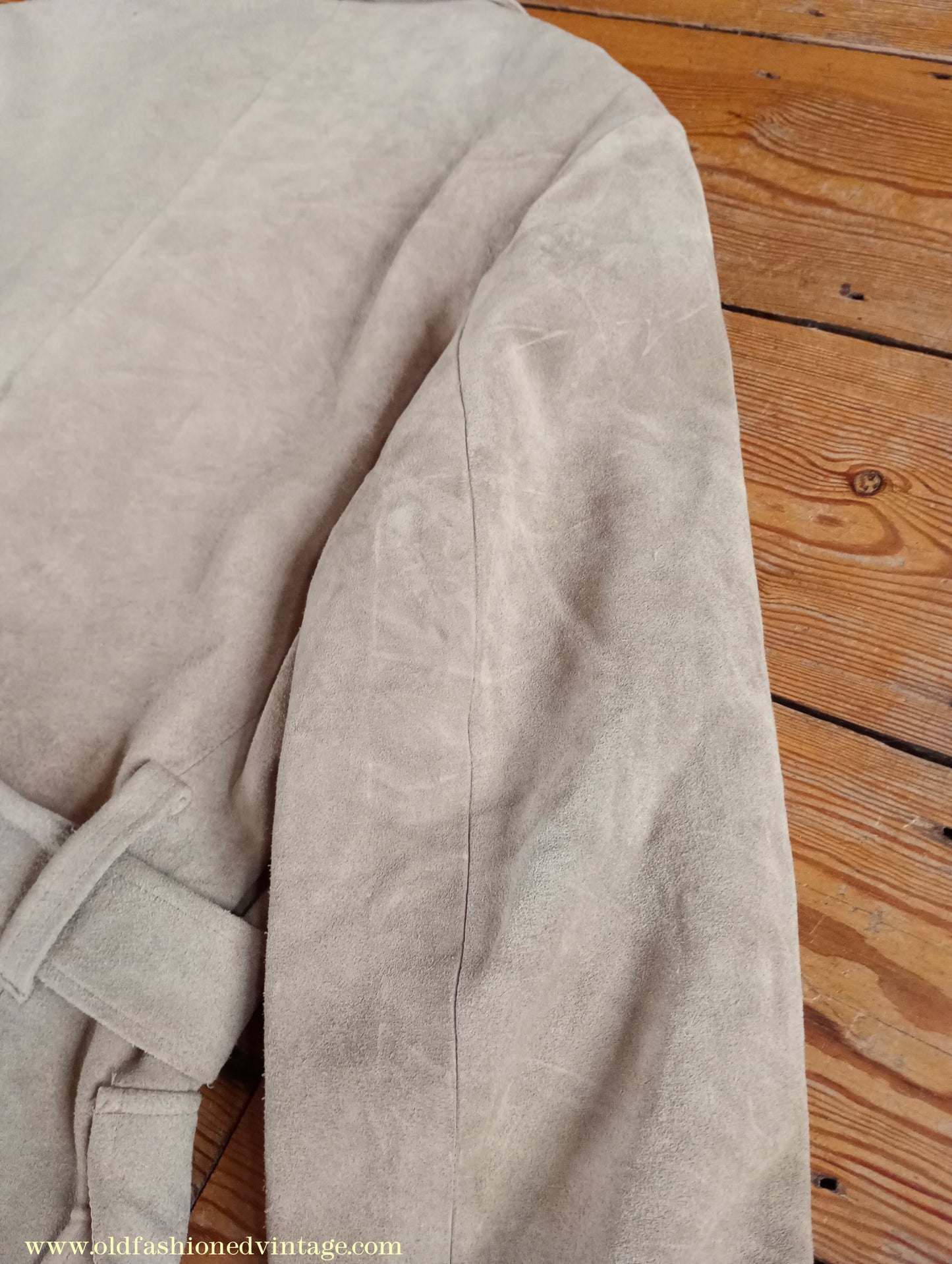 Vintage Mens 1960s 1970s Suede Norfolk Jacket Country Belted Custom Tailored Coat 40" 42"