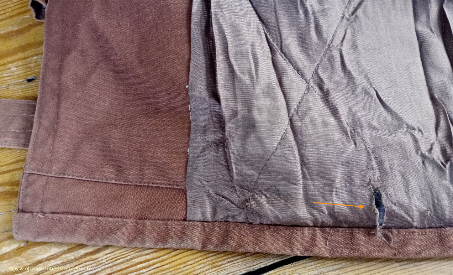 Vintage Mens 1940s French Canadienne Mackinaw Coat Double Breasted Brown Canvas Workwear Jacket Shawl Fur Collar 36"