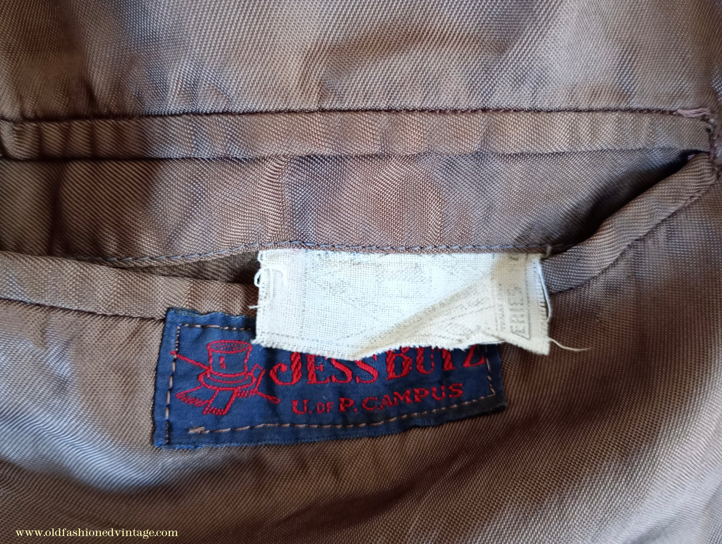 Vintage Mens 1950s American Tweed Suit Ivy Style 3/2 Roll Brown Herringbone Sack Jacket 36"