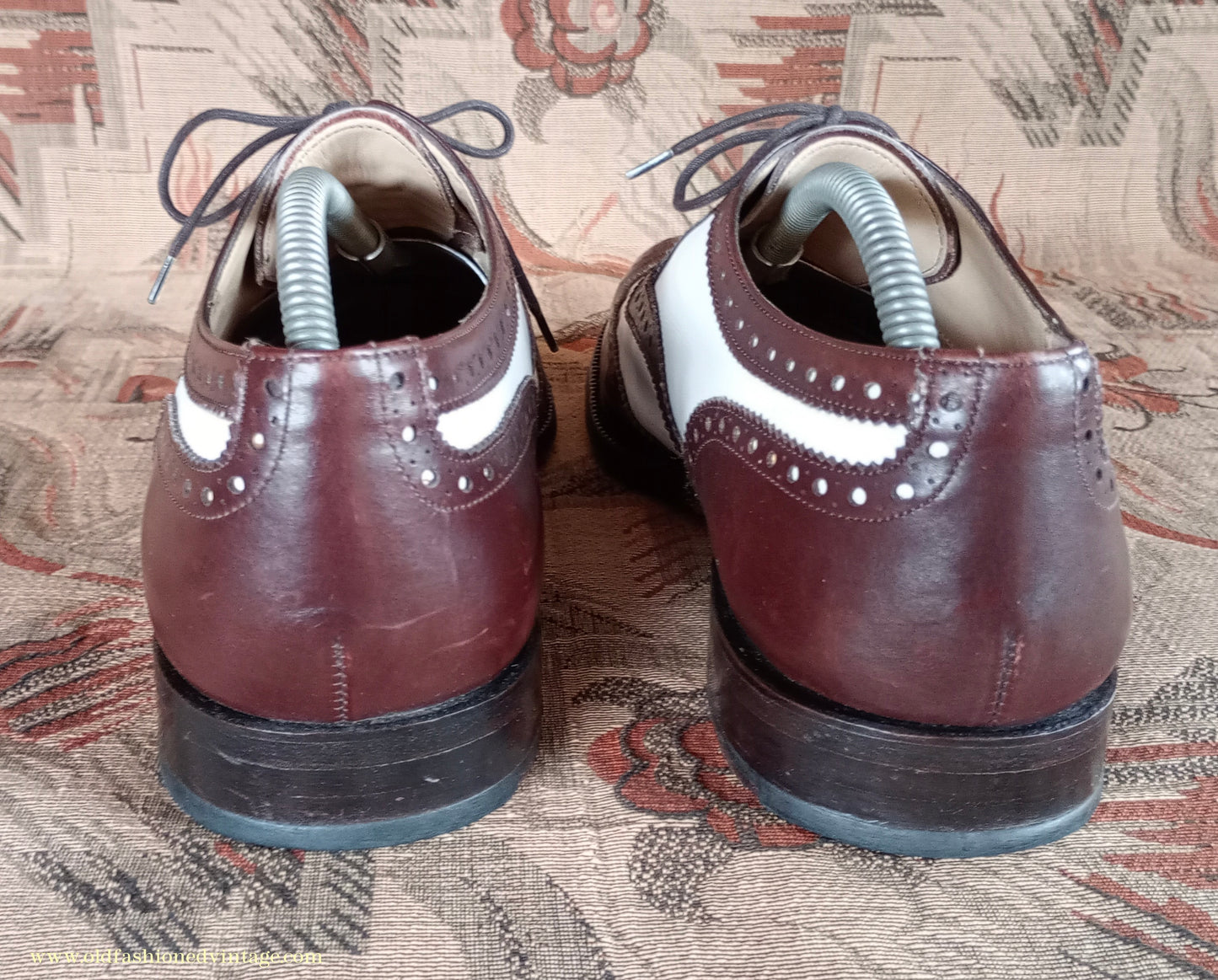 Vintage Mens Two Tone Wingtip Brogues Spectator Shoes Brown White Jones Bootmaker Gatsby UK 9.5