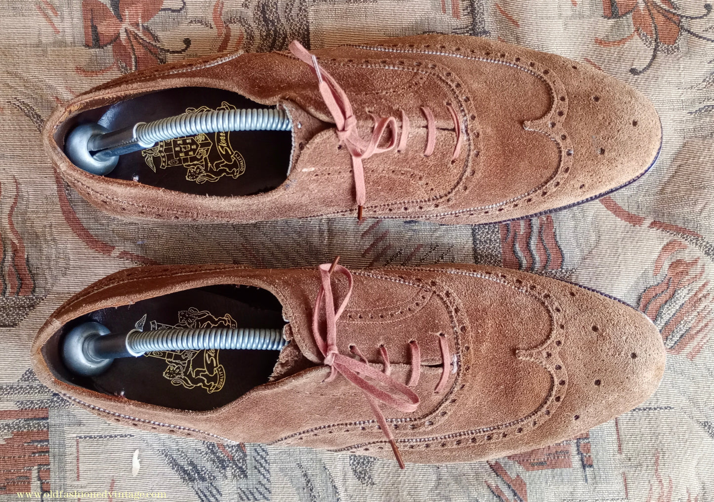 Vintage Mens 1960s Skerry Suede Brogues Shoes Wingtip Brown UK 11