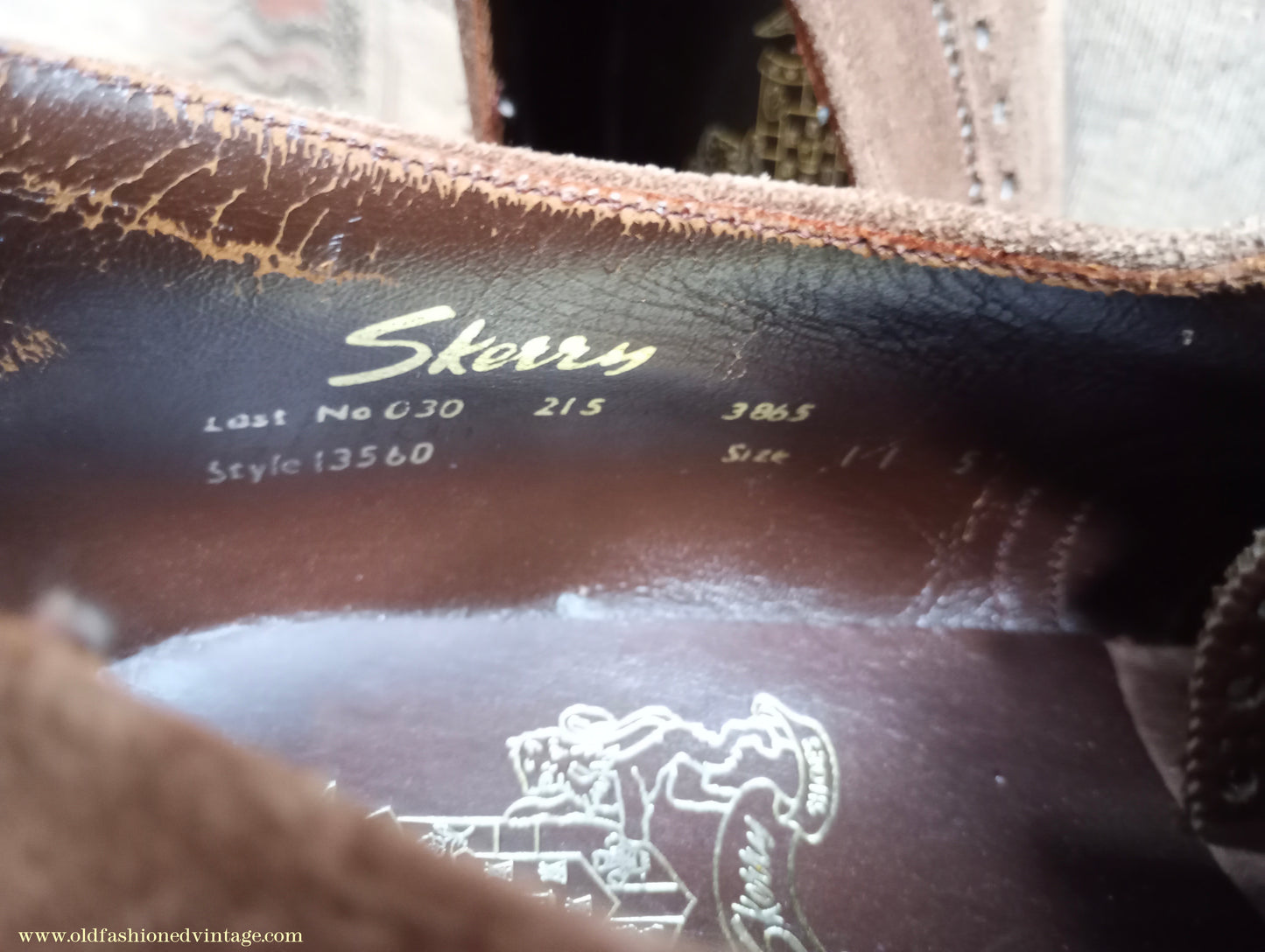 Vintage Mens 1960s Skerry Suede Brogues Shoes Wingtip Brown UK 11