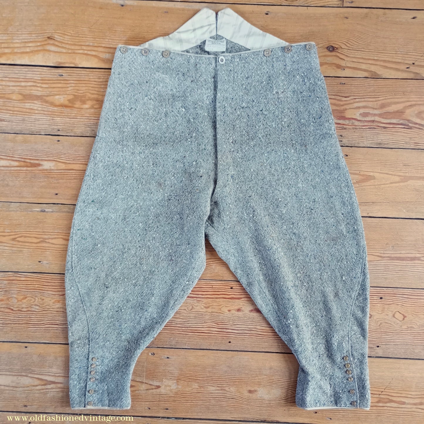 Vintage Mens 1930s Bespoke Breeches Beige Donegal Tweed Flecked Jodhpurs Riding Trousers 39"