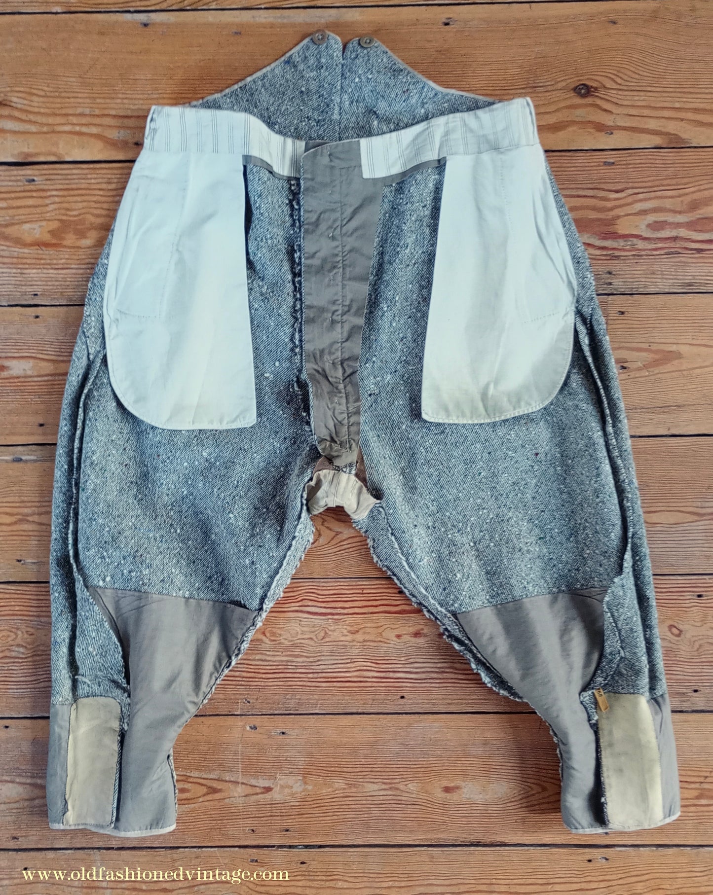 Vintage Mens 1930s Bespoke Breeches Beige Donegal Tweed Flecked Jodhpurs Riding Trousers 39"