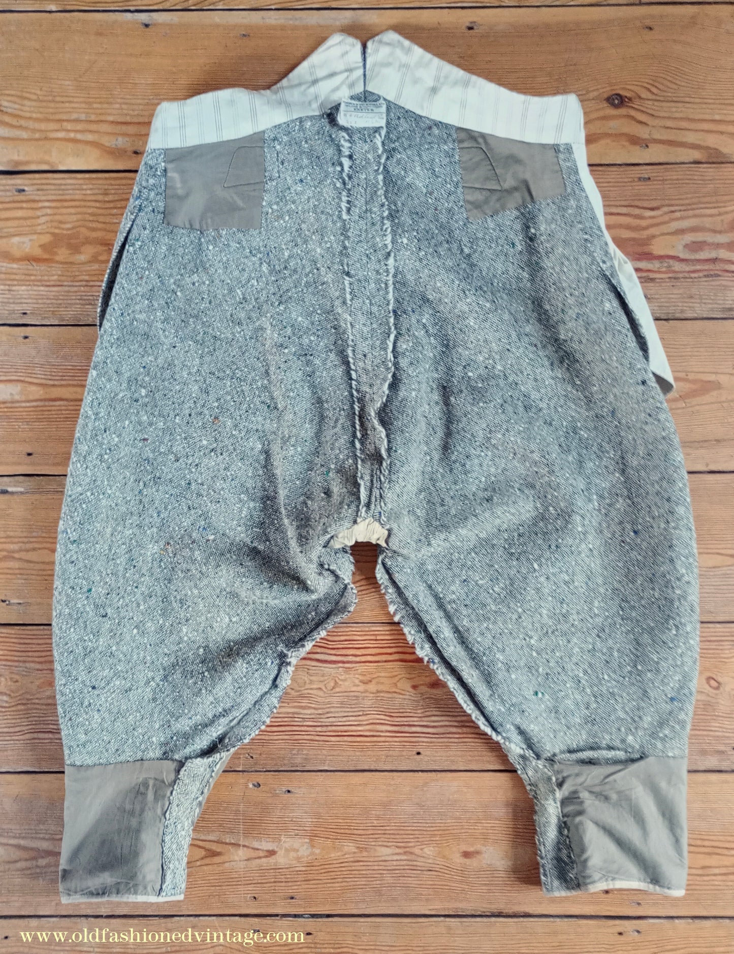 Vintage Mens 1930s Bespoke Breeches Beige Donegal Tweed Flecked Jodhpurs Riding Trousers 39"